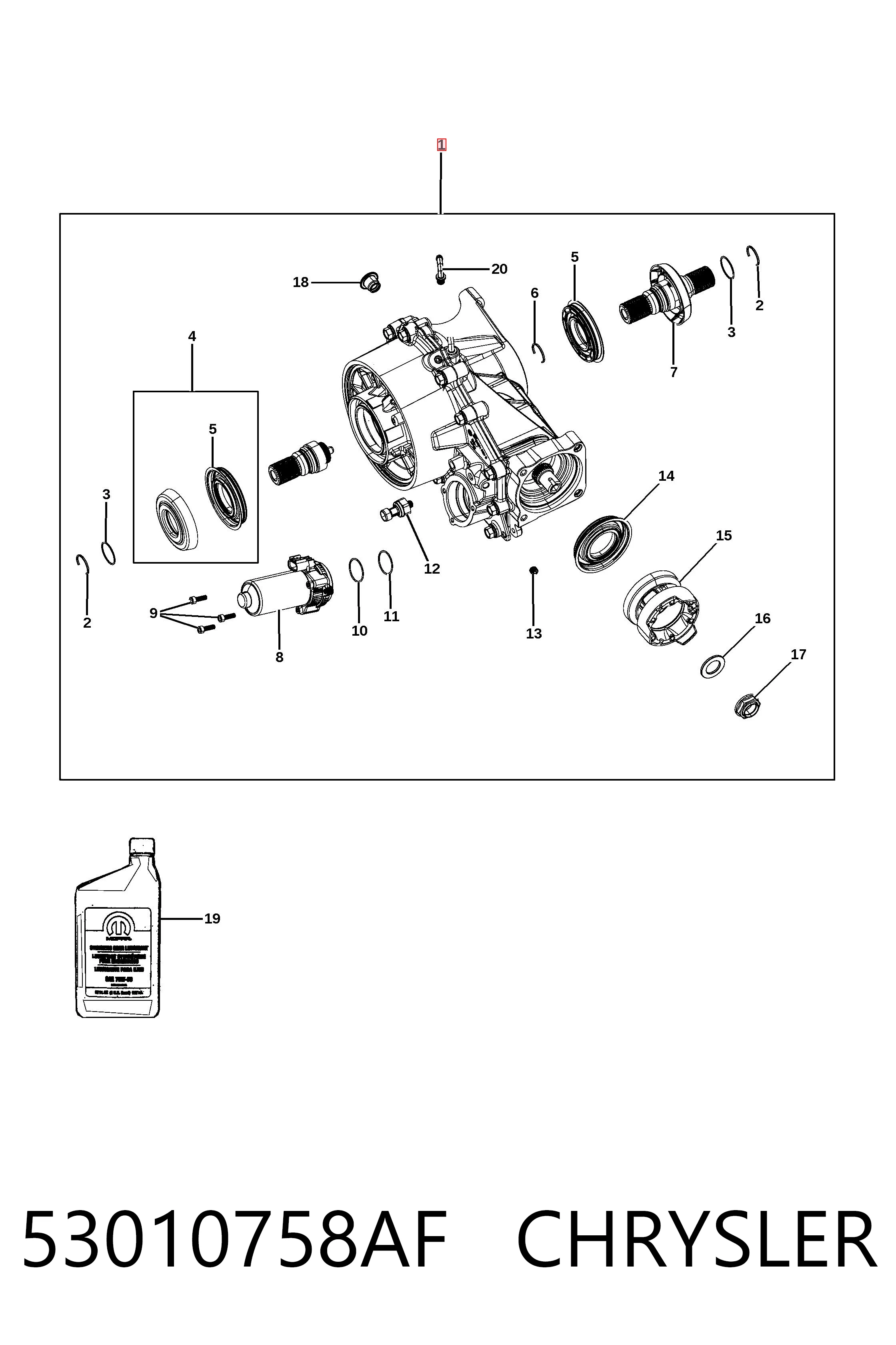 53010758AF Chrysler Задний дифференциал редуктор