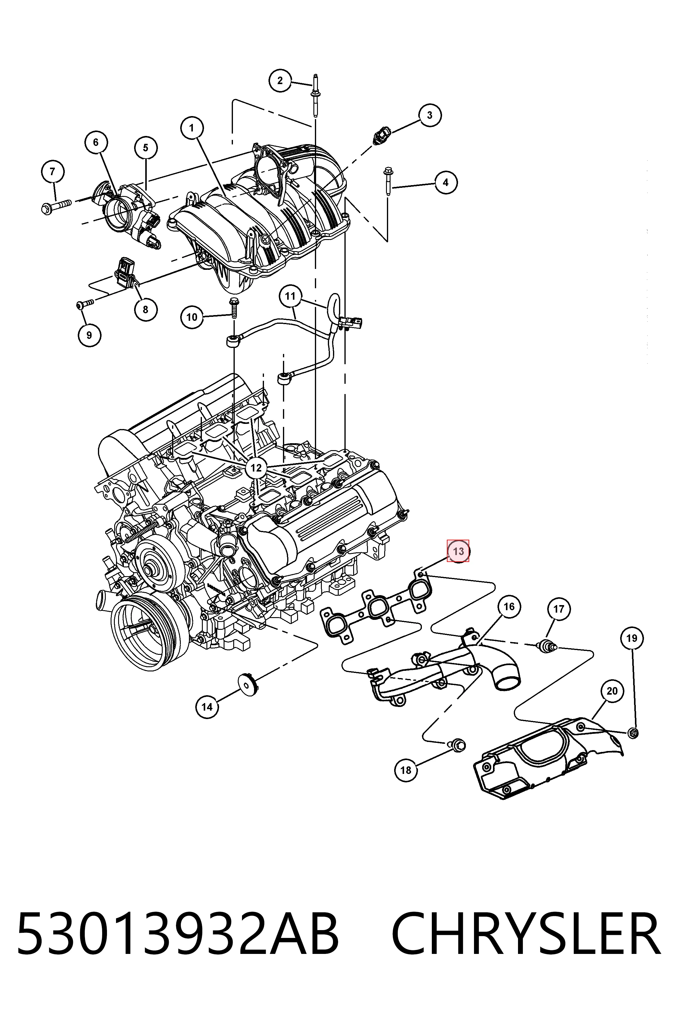 53013932AB Chrysler Прокладка выпускного коллектора правая