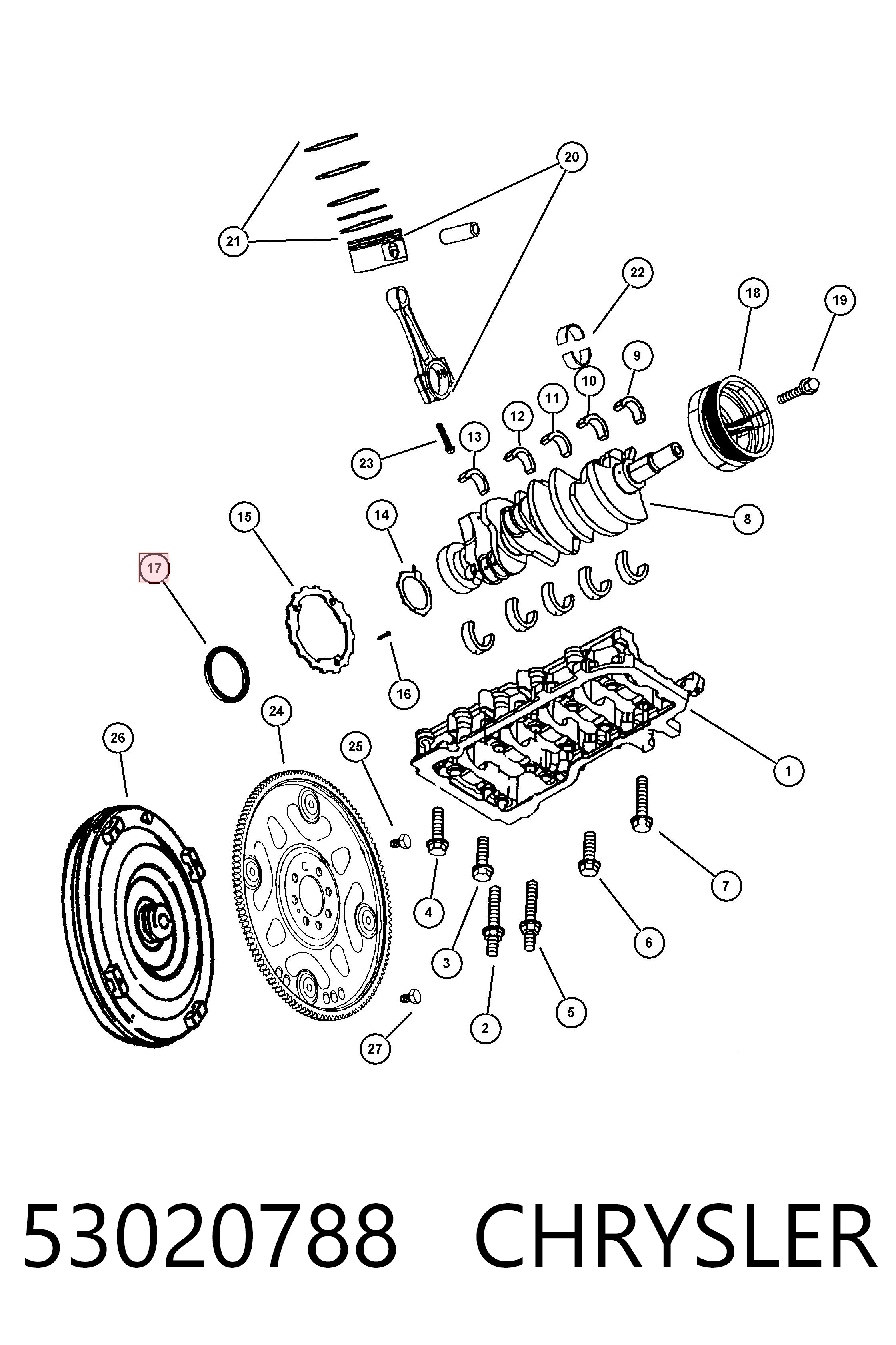 Купить K53020788AB Fiat/Alfa/Lancia Сальник коленвала задний