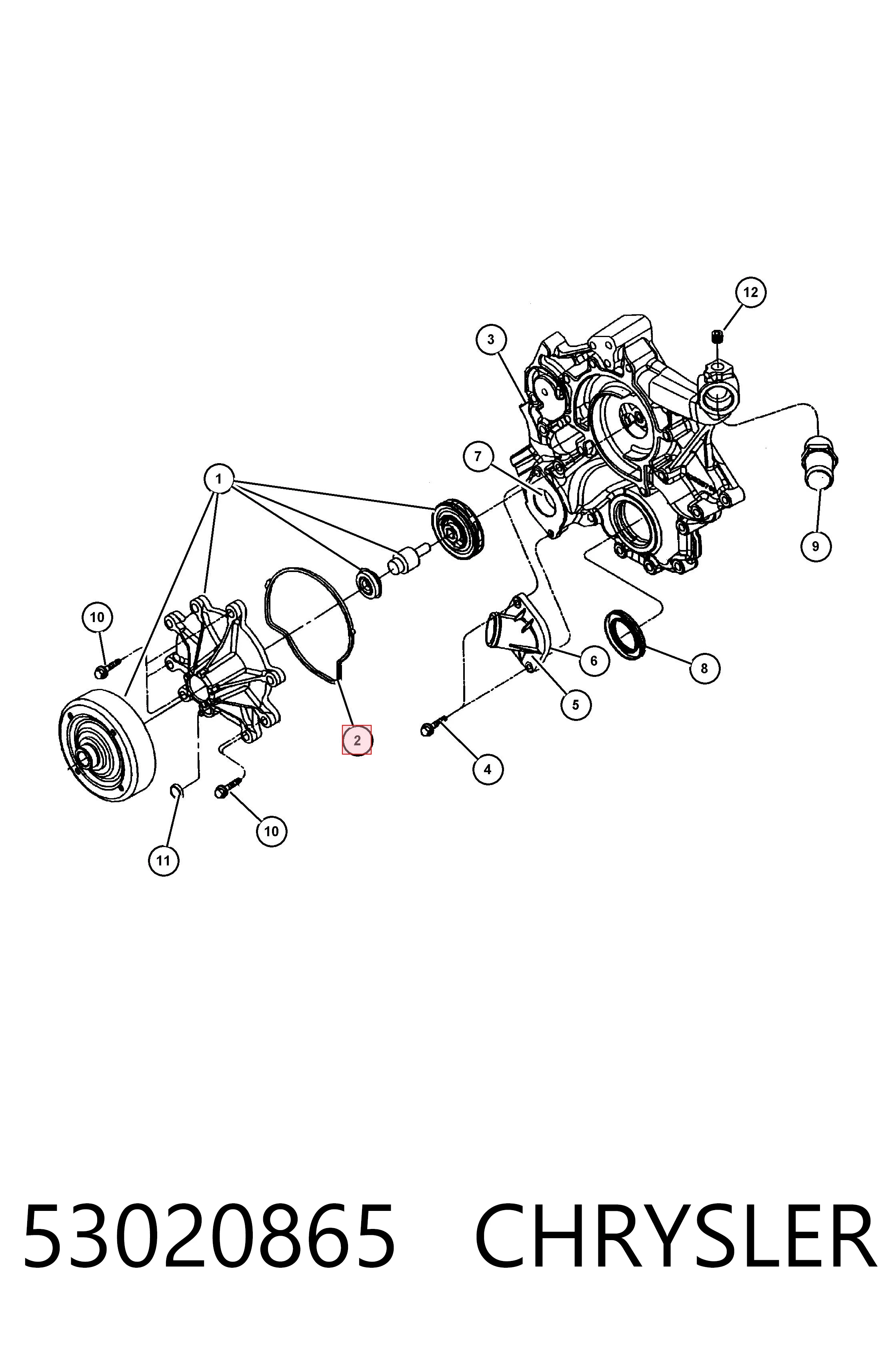 53020865 Chrysler Прокладка водяного насоса