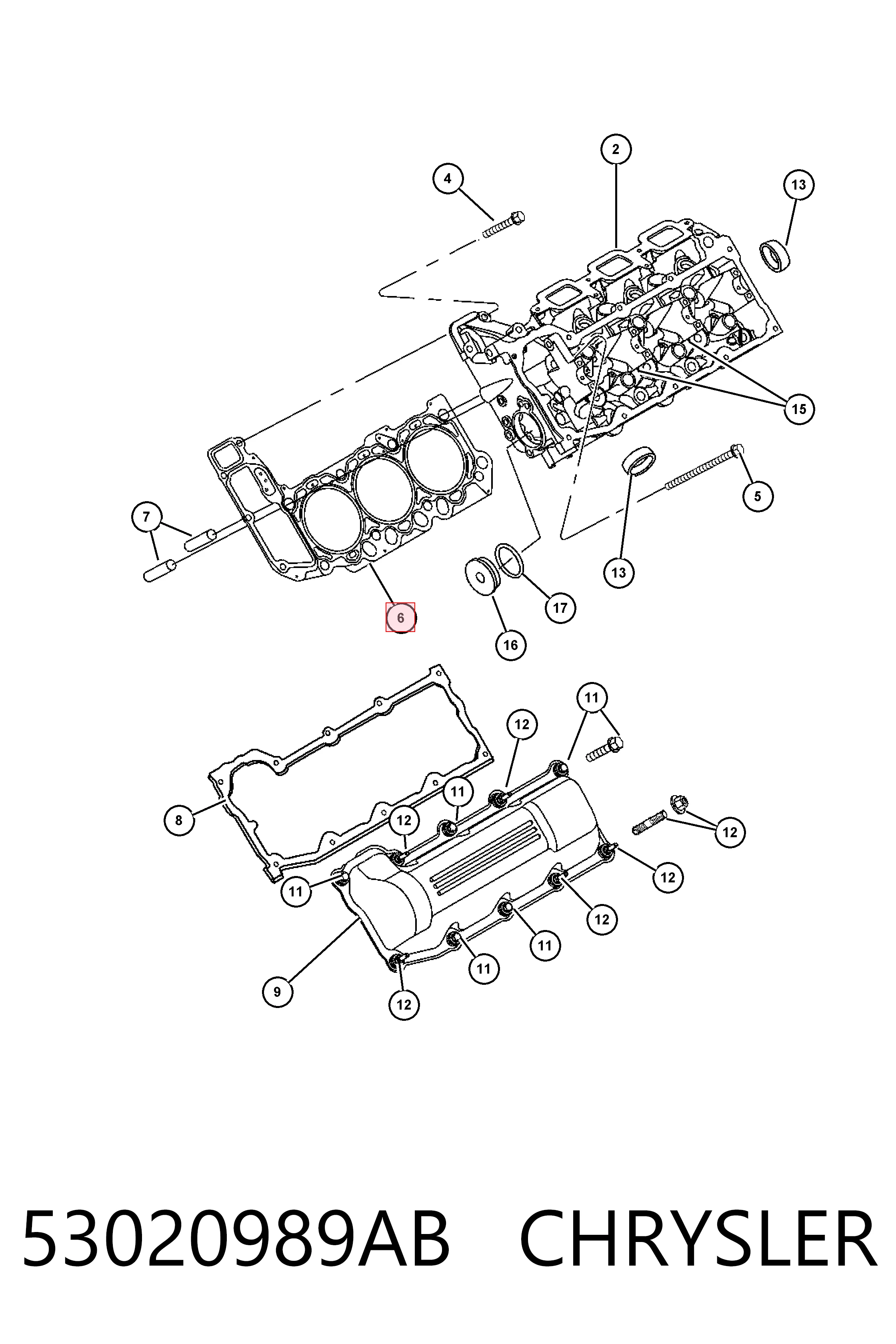 53020989AB Chrysler Прокладка головки блока
