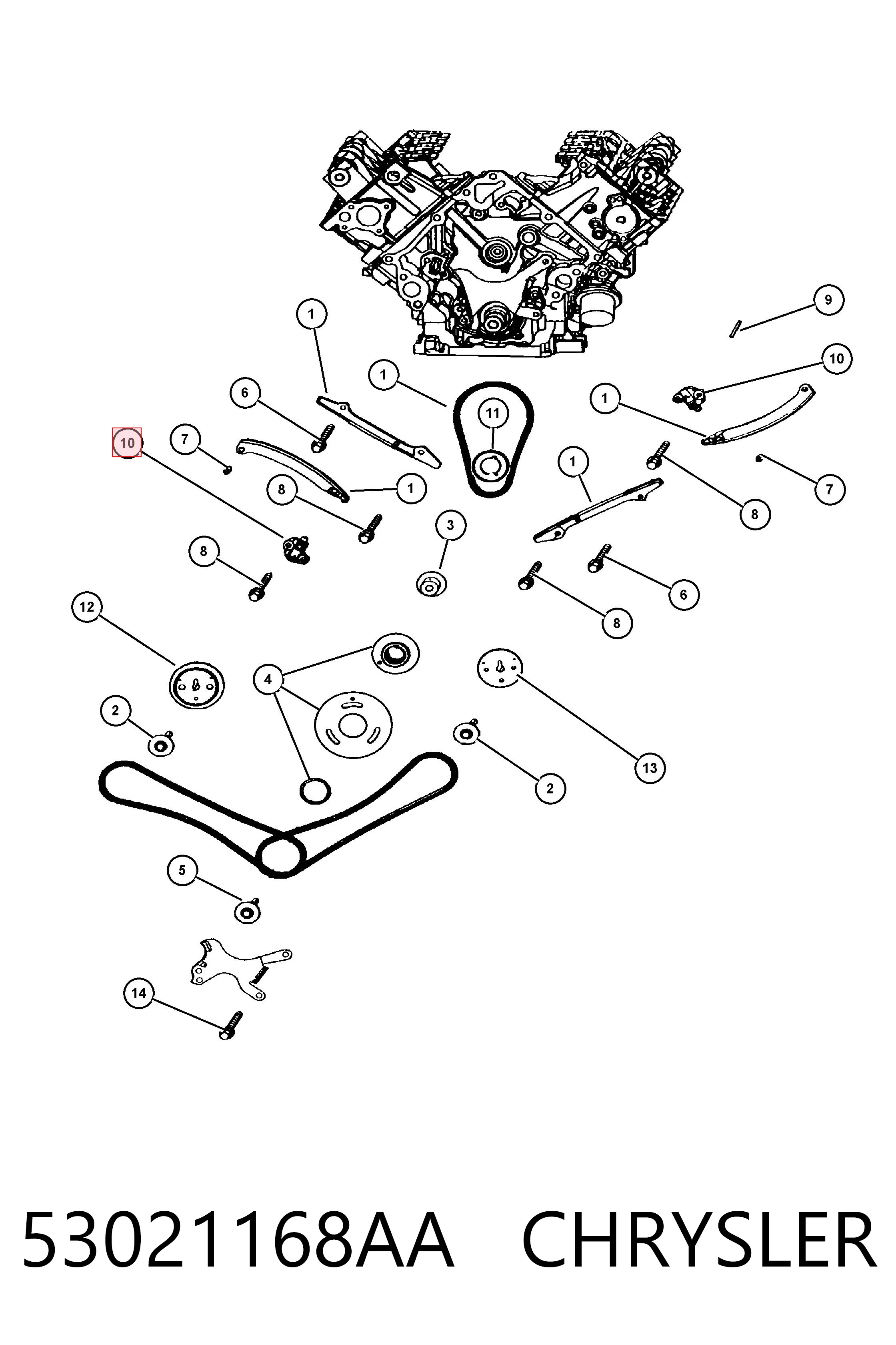 K53021168AA Fiat/Alfa/Lancia Натяжитель цепи ГРМ левый