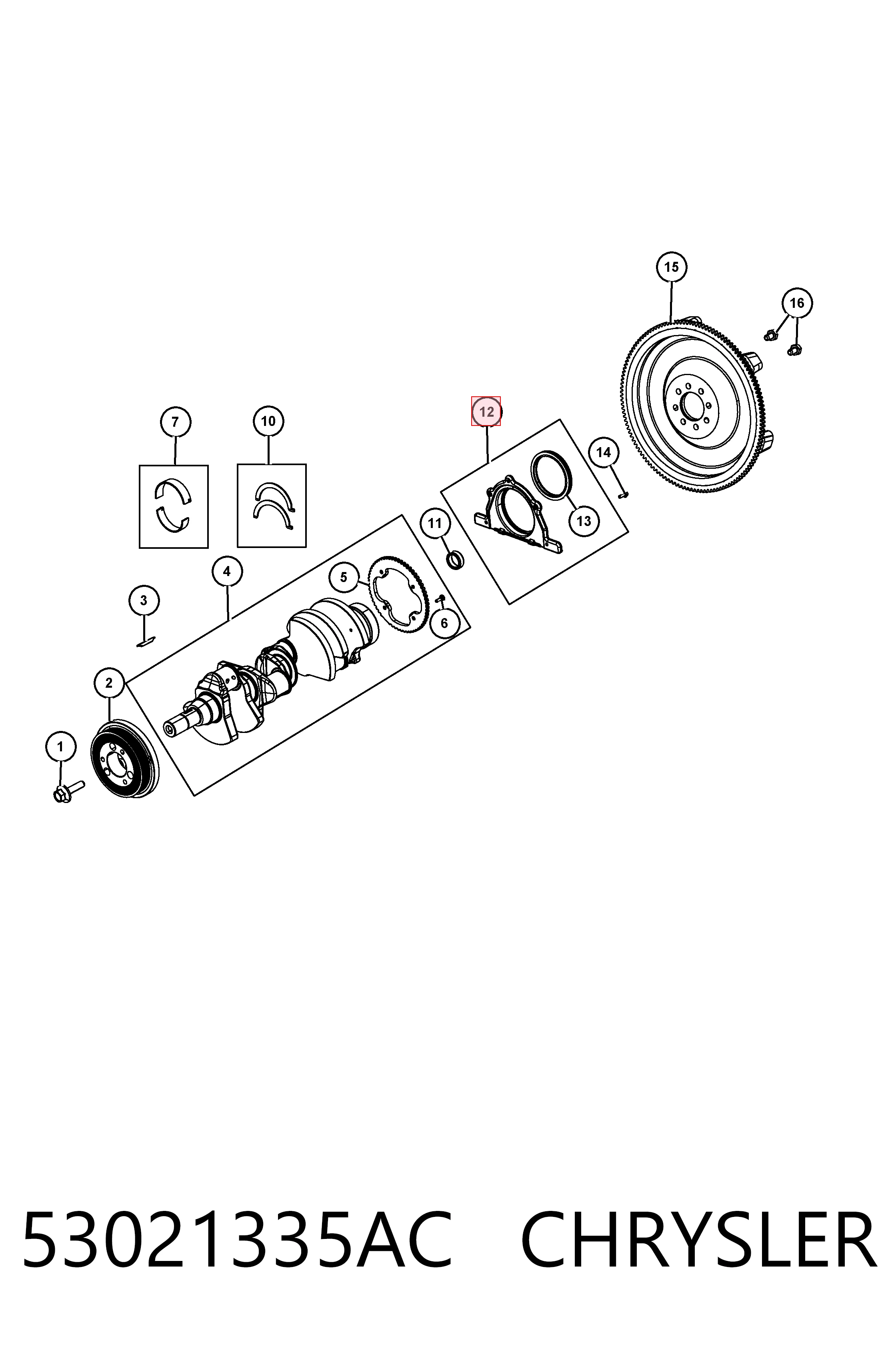 53021335AC Chrysler Сальник коленвала двигателя, задний