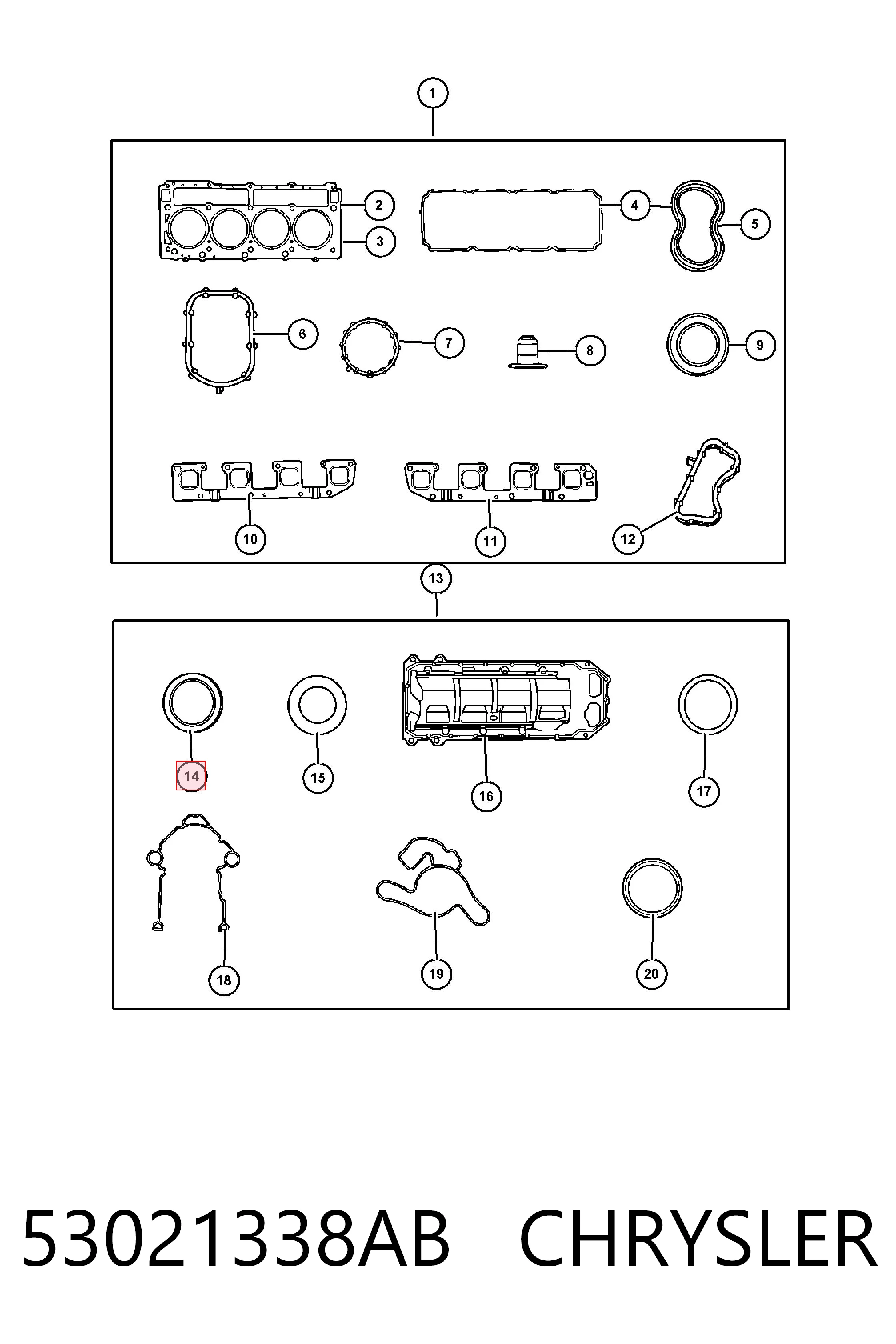 53021338AB Chrysler Сальник коленвала двигателя, задний