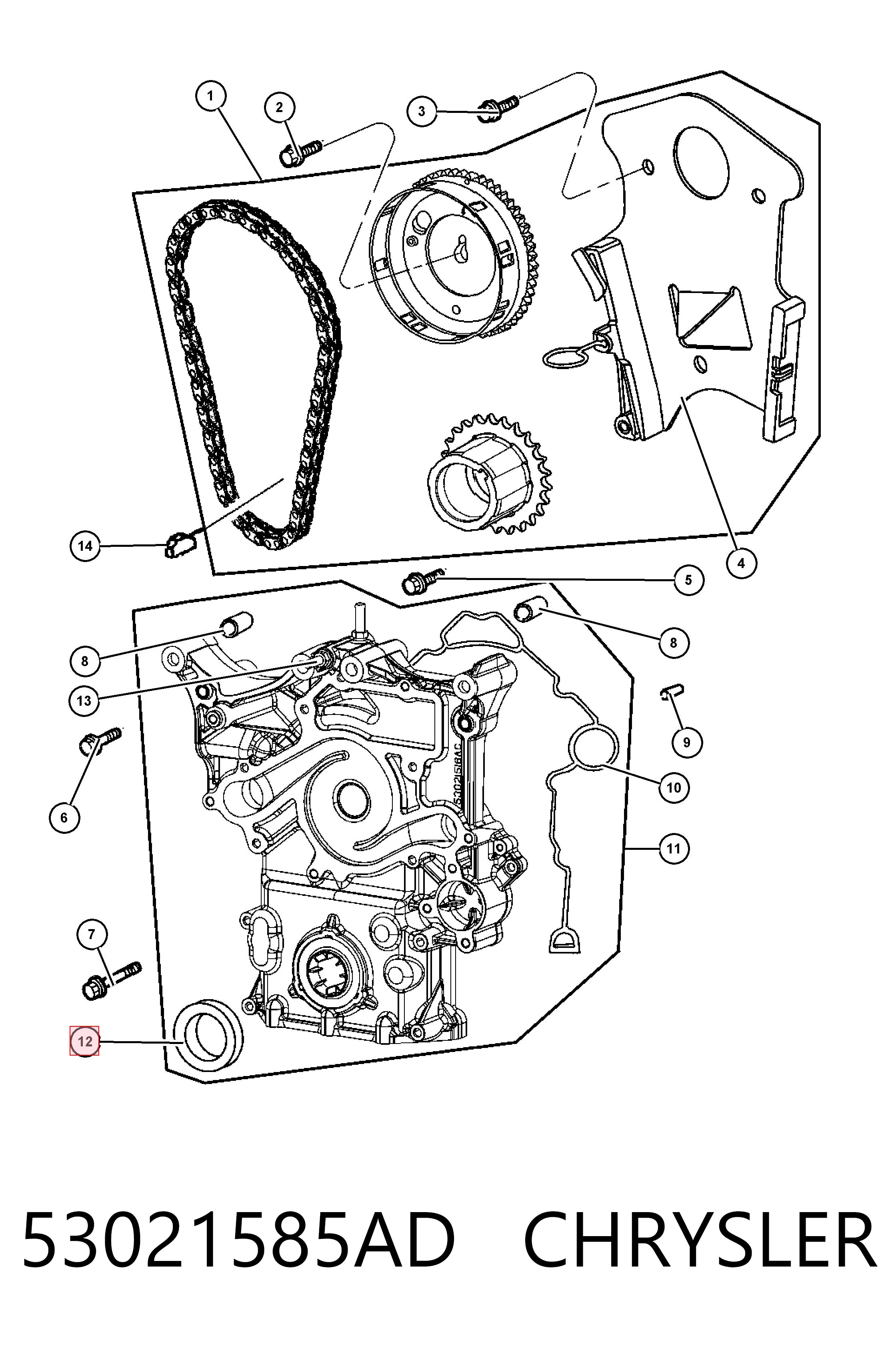 53021585AD Chrysler Сальник коленвала двигателя, передний