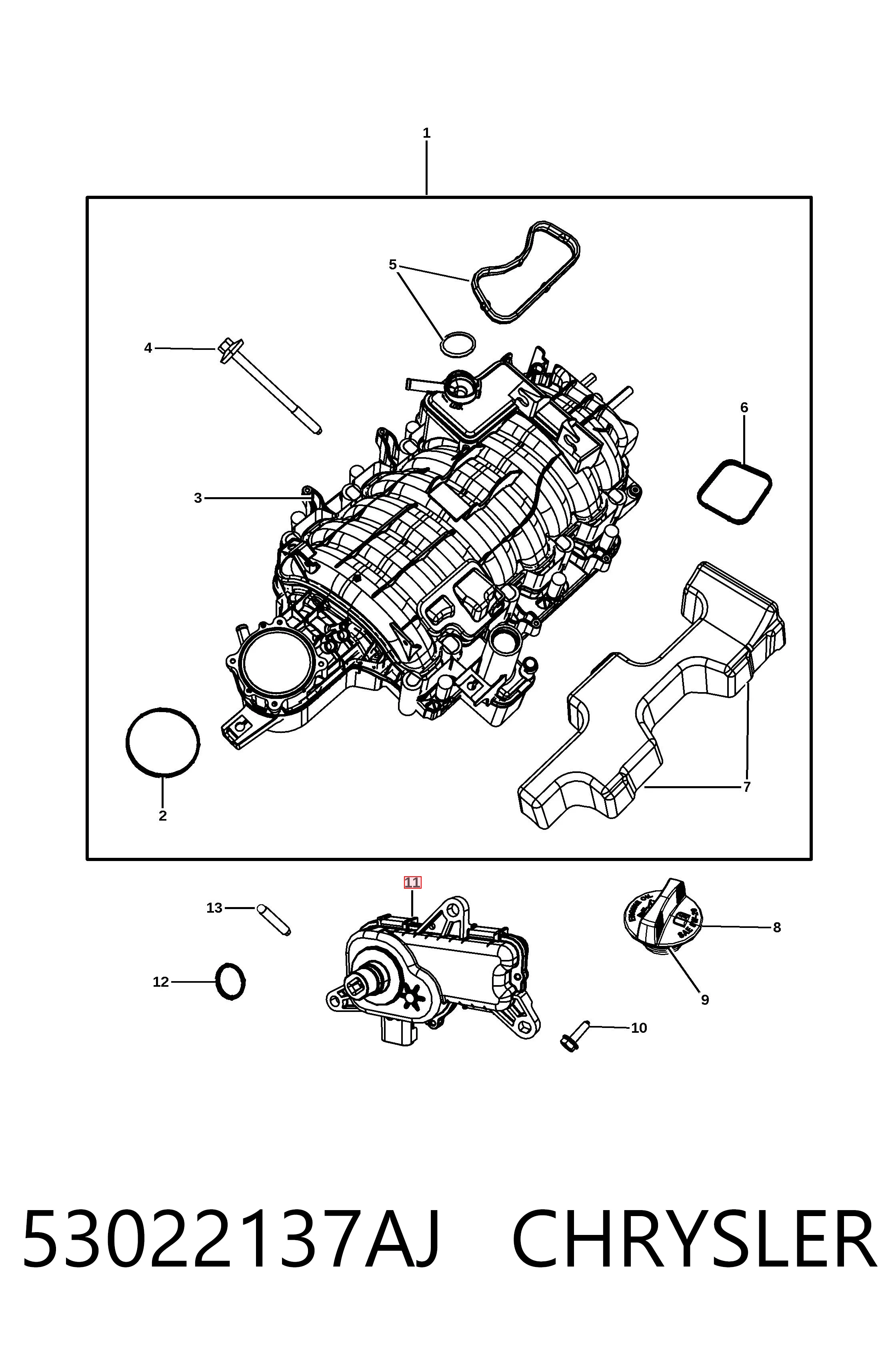 53022137AJ Chrysler Клапан привода заслонок впускного коллектора