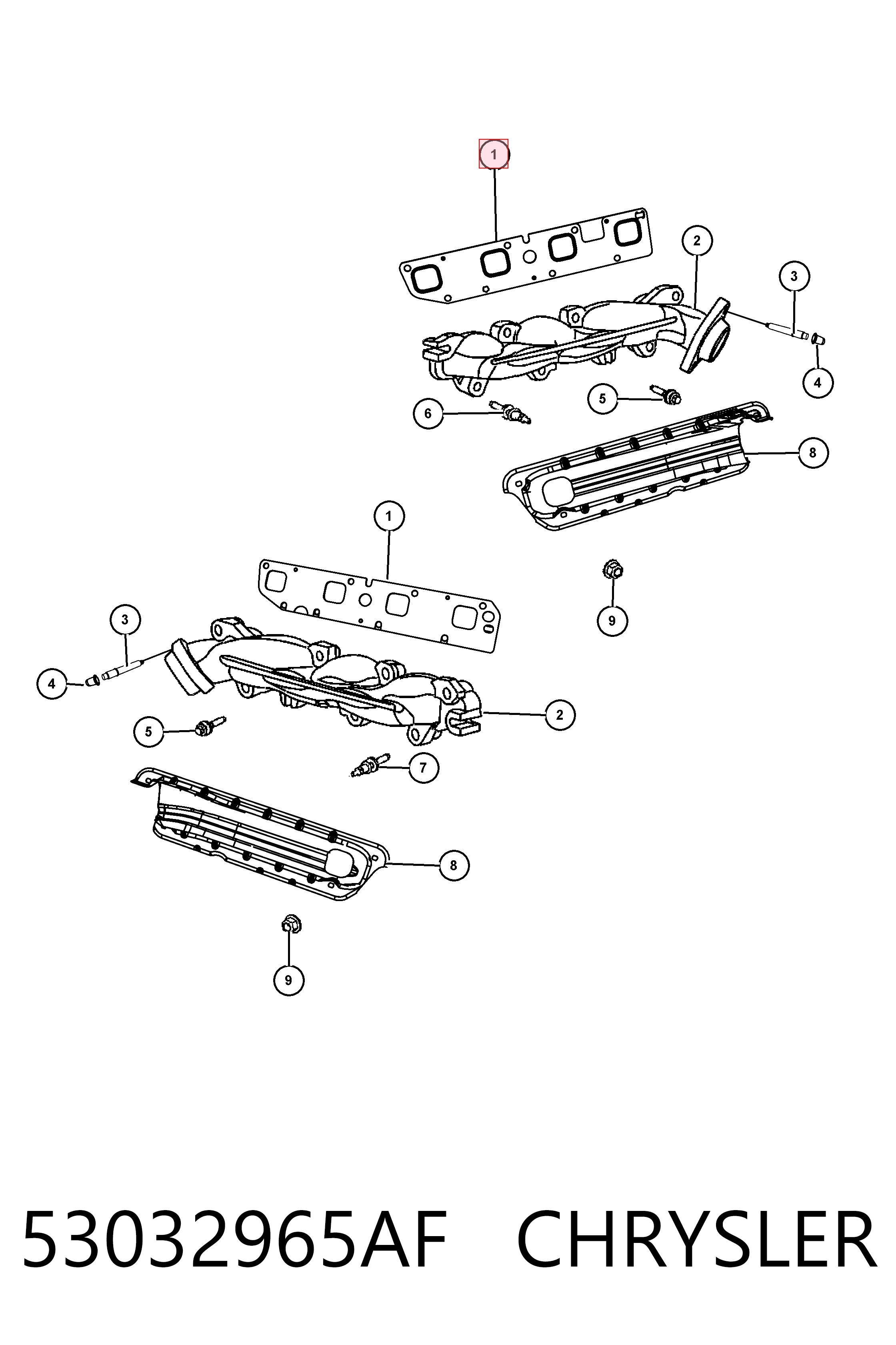 53032965AF Chrysler Прокладка выпускного коллектора левая