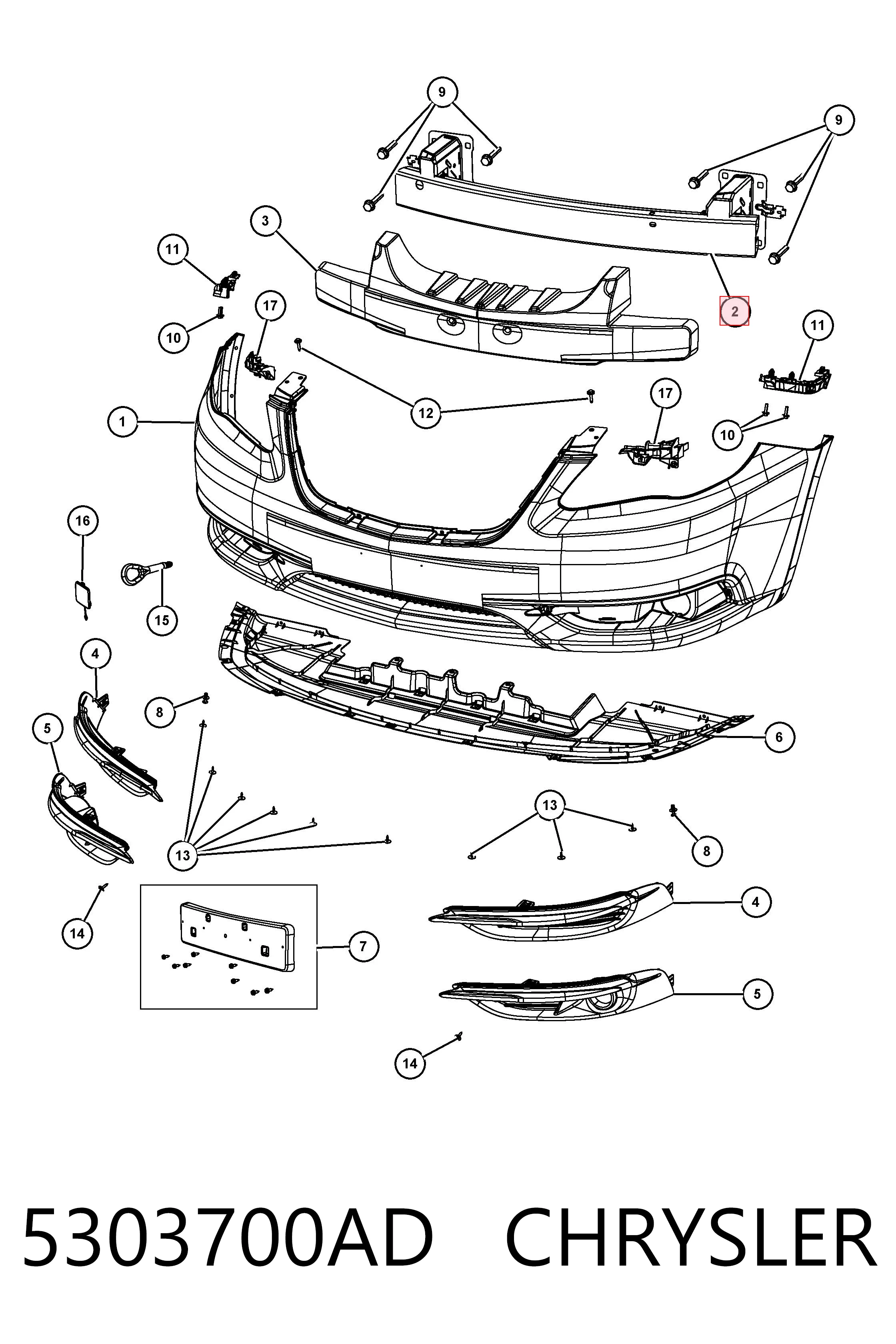 5303700AD Chrysler Балка бампера переднего