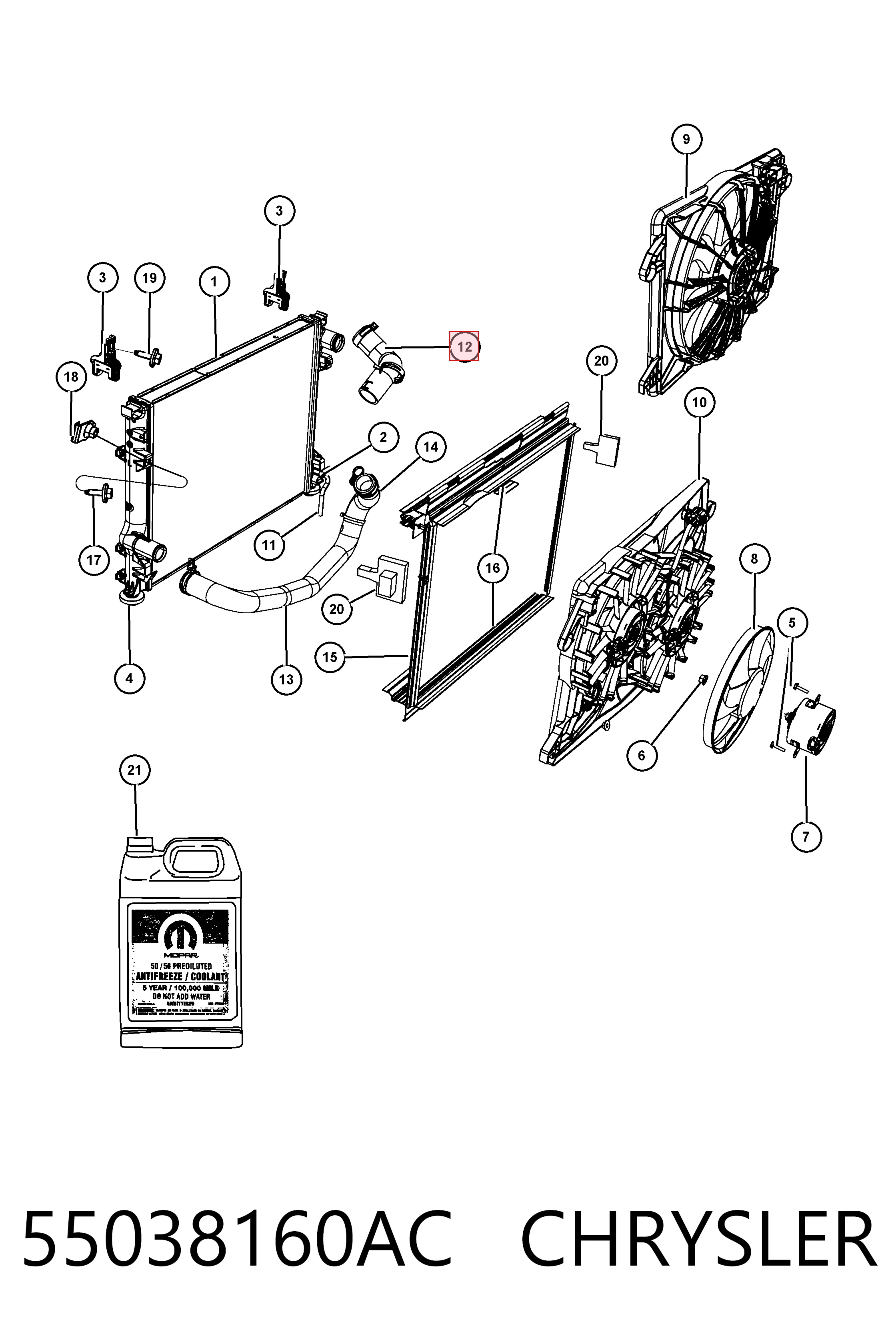 55038160AC Chrysler Шланг системы охлаждения