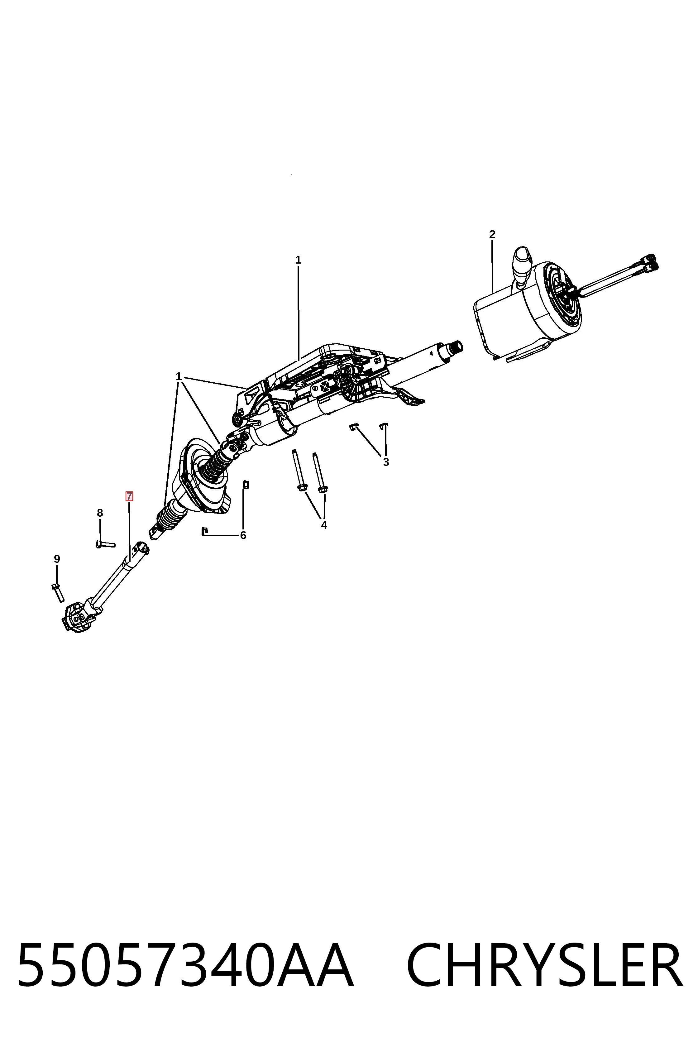 55057340AA Chrysler Кардан вала рулевой колонки, нижний
