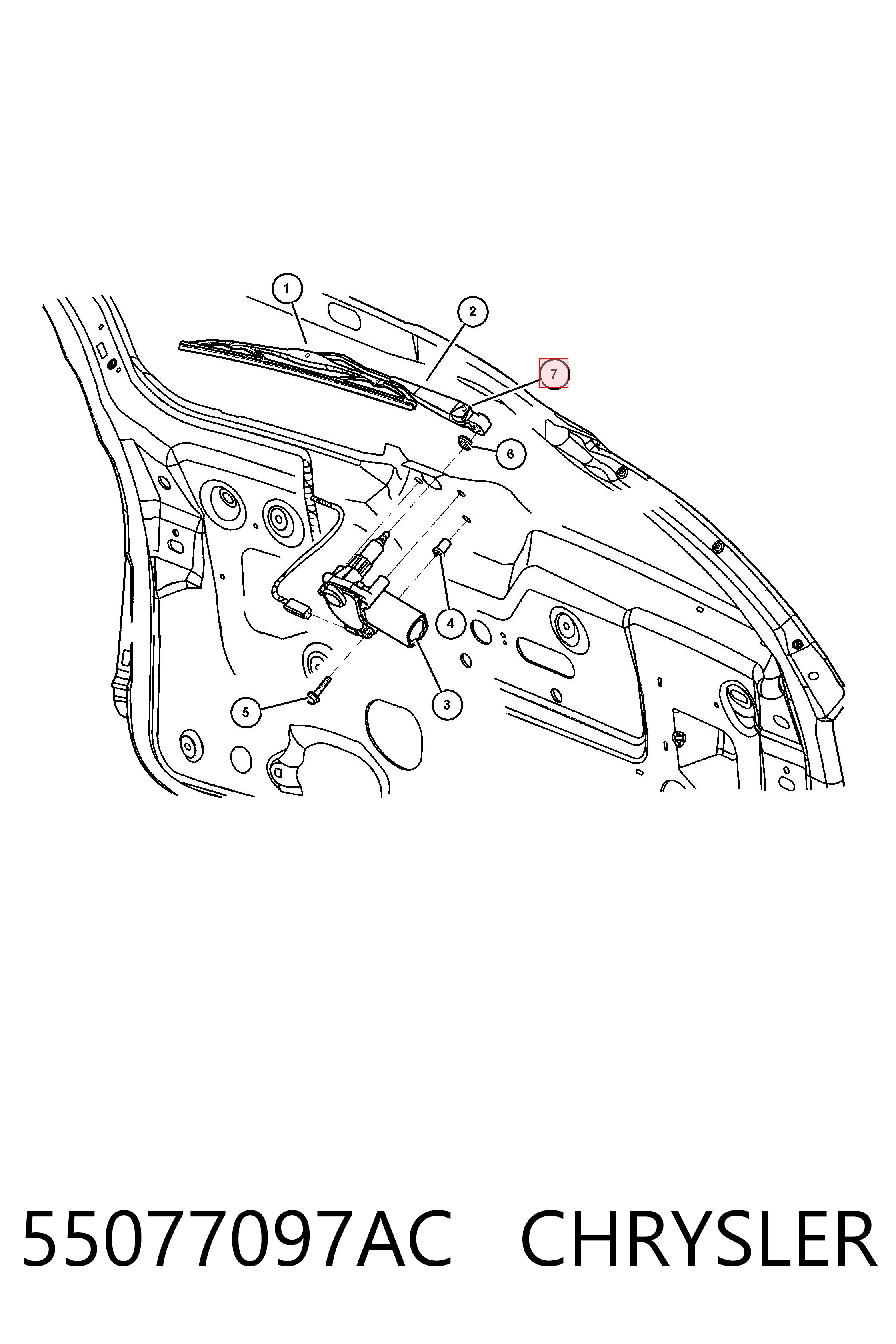 55077097AC Chrysler Рычаг-поводок дворника заднего стекла