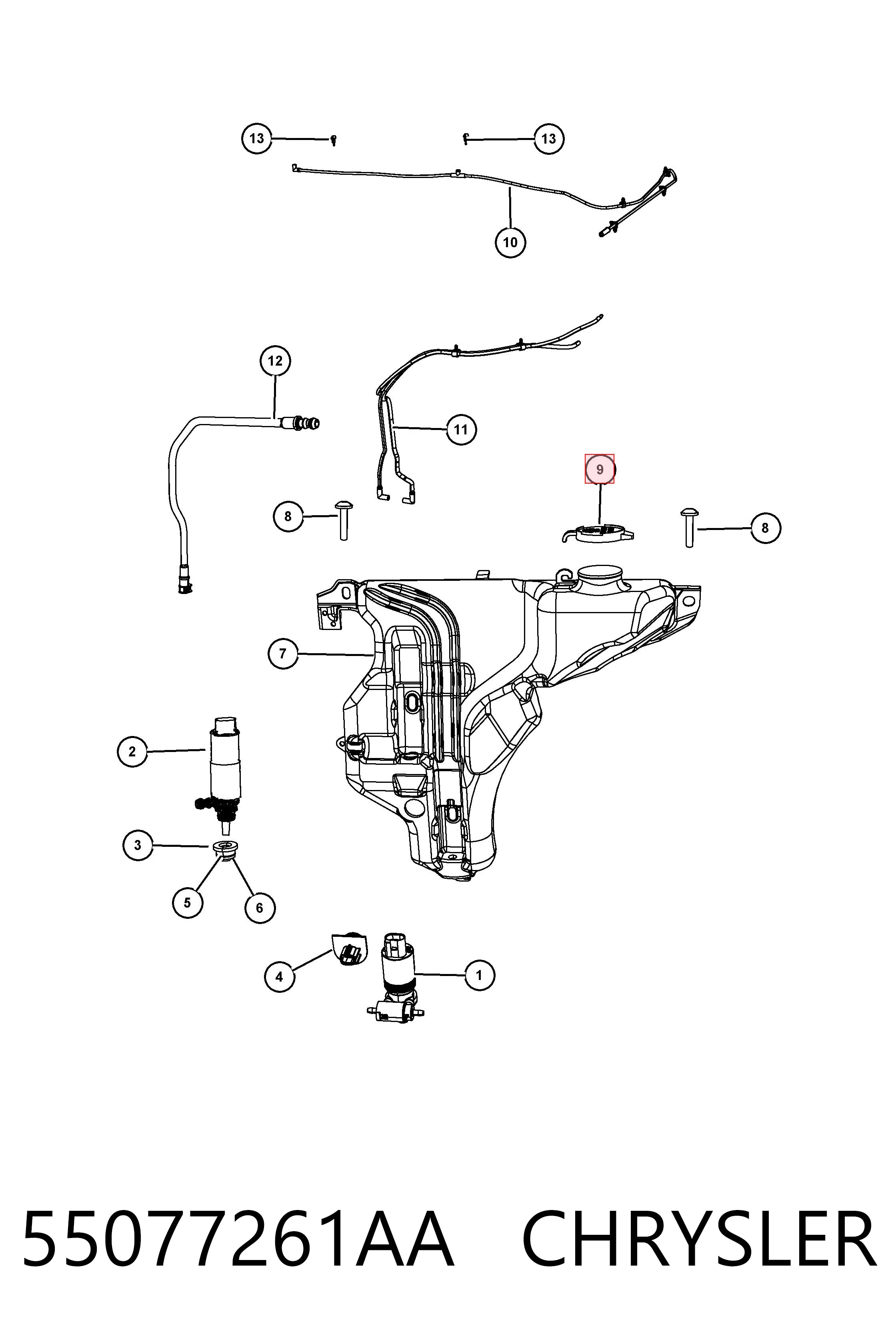 55077261AA Chrysler Крышка бачка стеклоомывателя