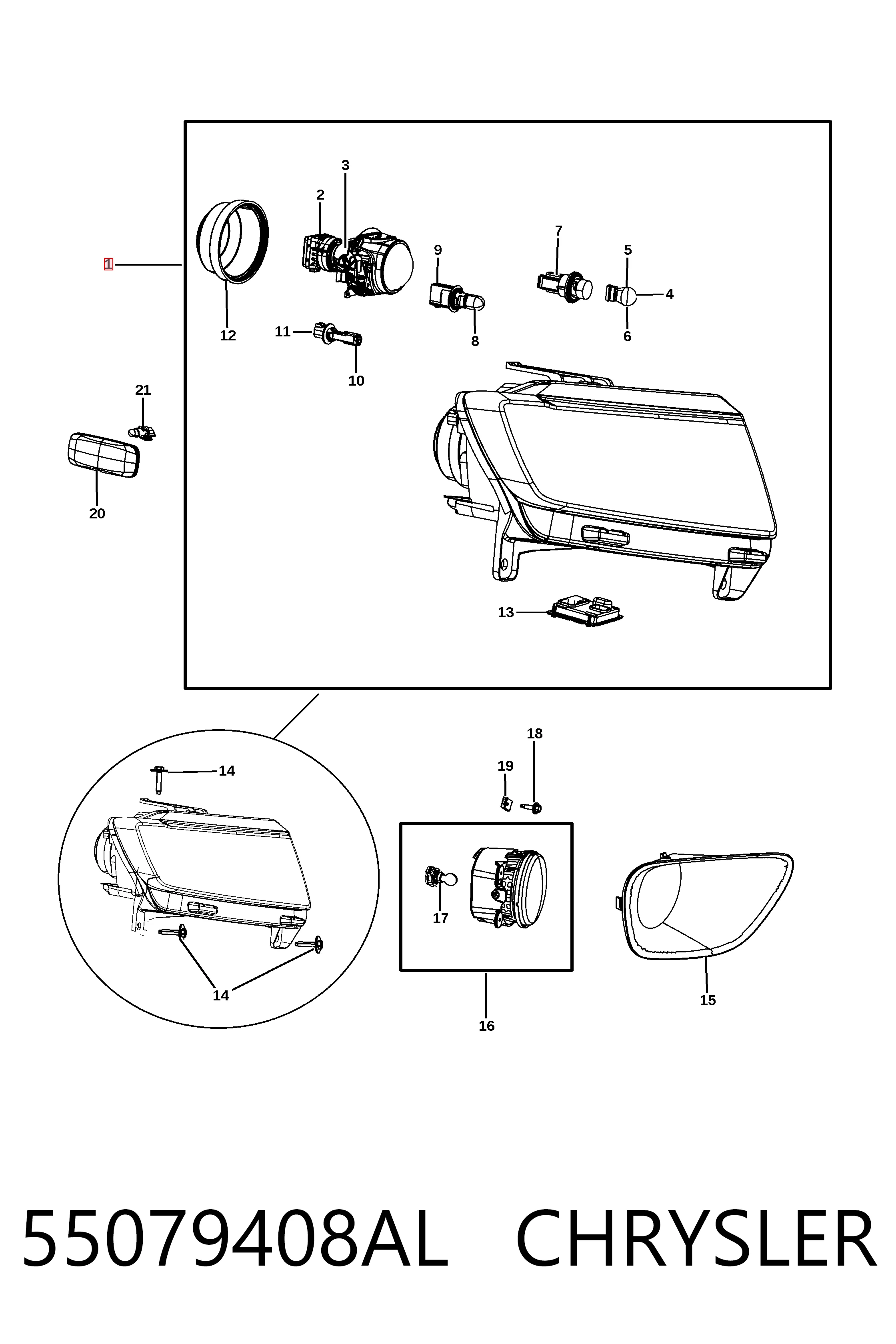 Купить K55079408AJ Fiat/Alfa/Lancia Фара основная правая