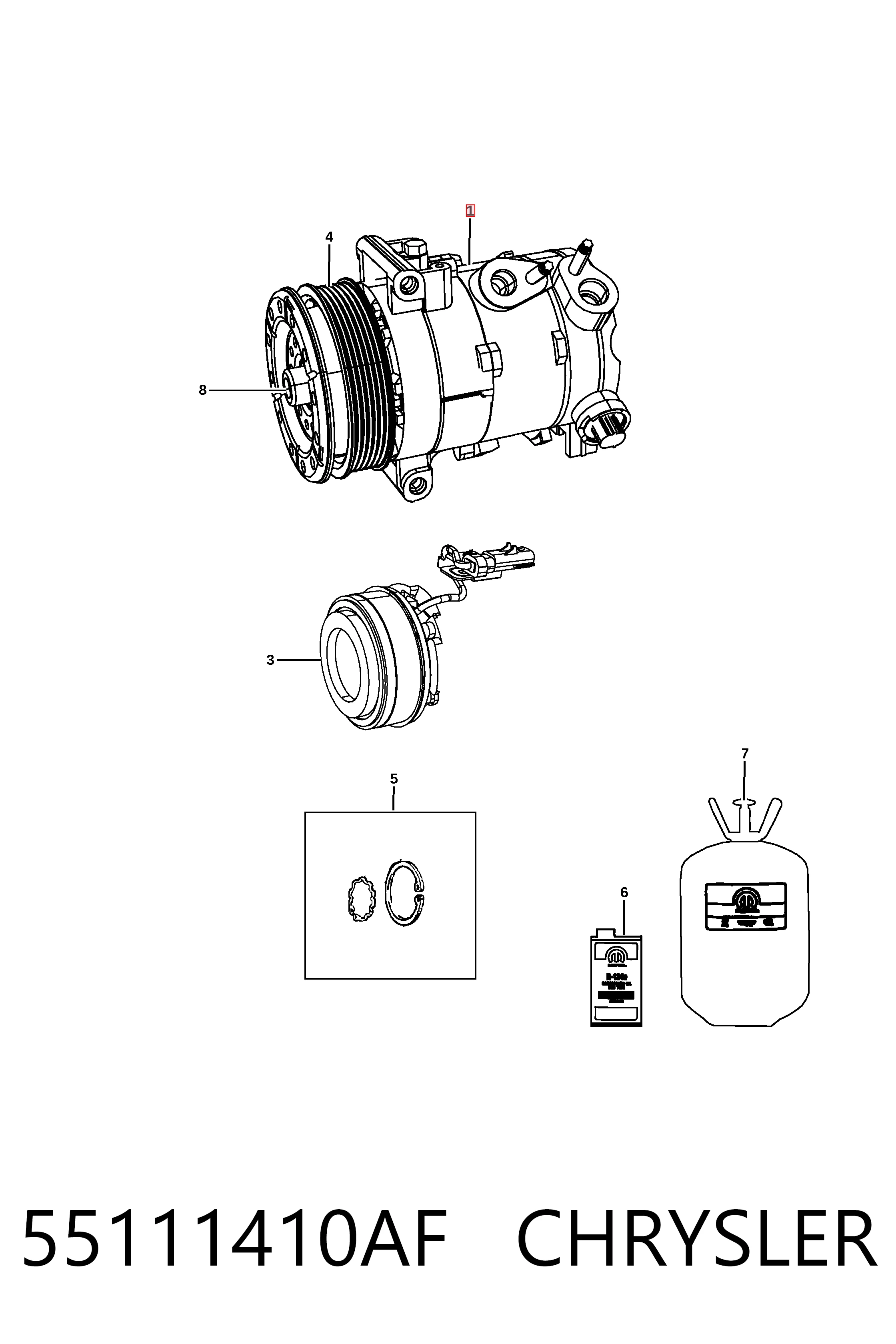 55111410AF Chrysler Компрессор хладагента