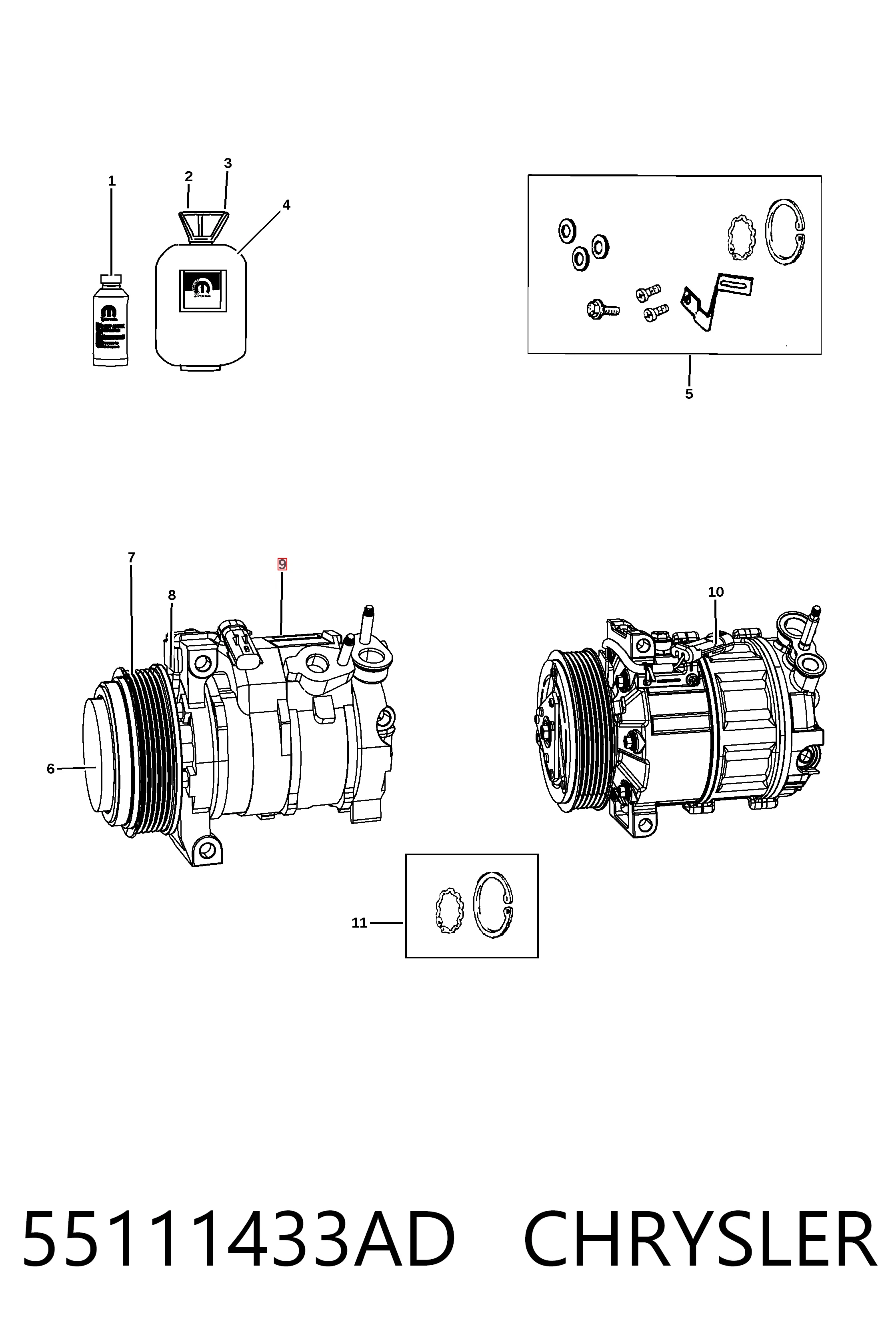 55111433AD Chrysler Компрессор хладагента