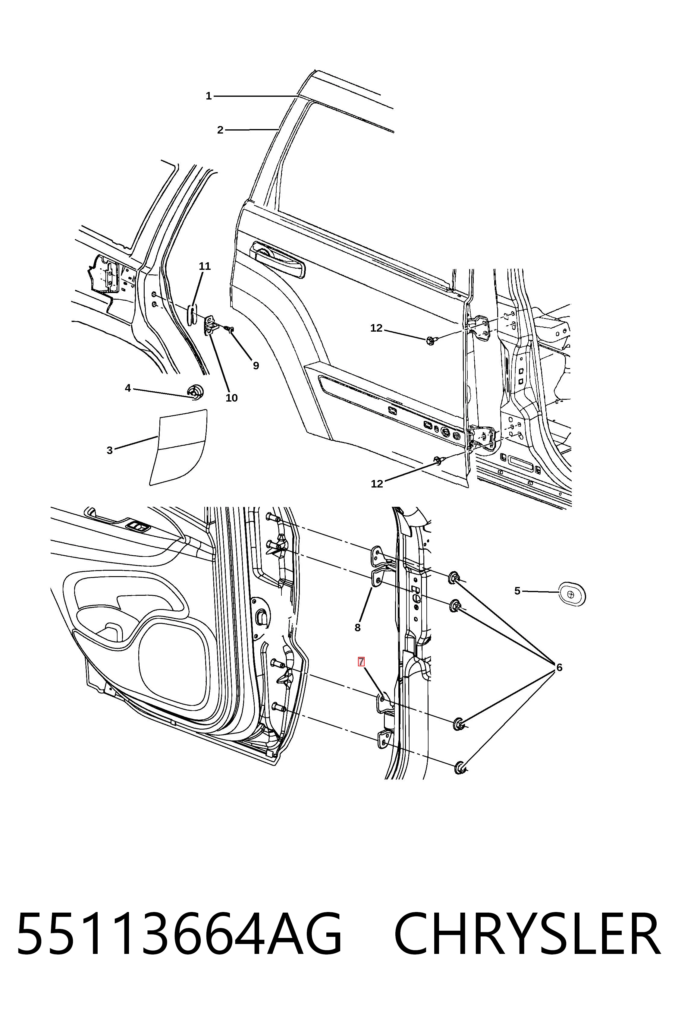 Купить K55113664AI Fiat/Alfa/Lancia Завеса двери задней правой