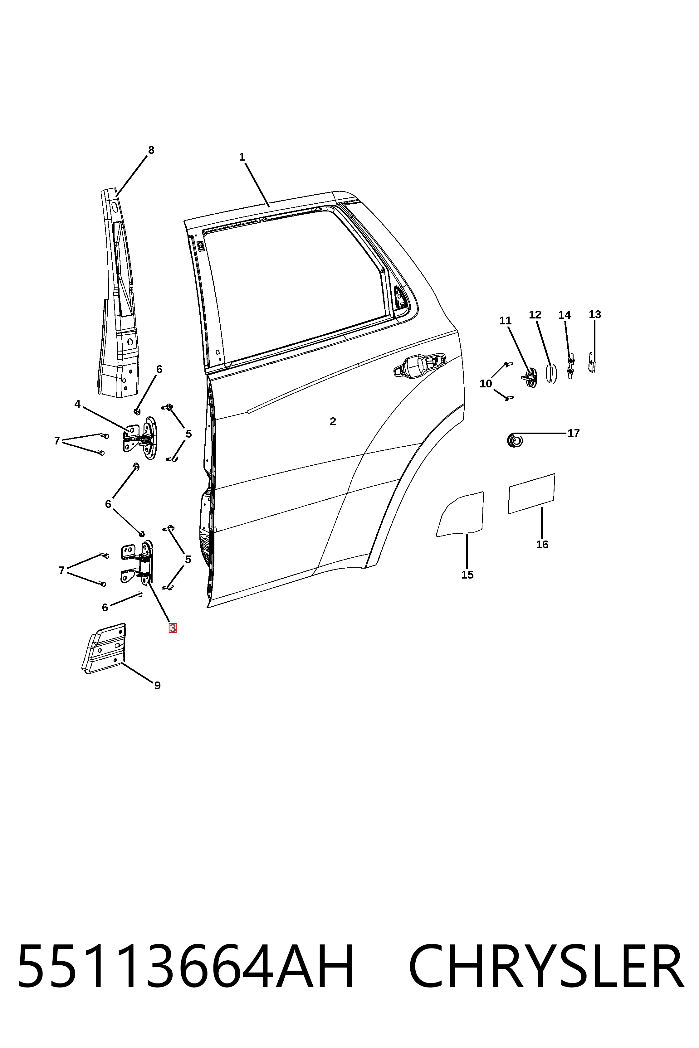 Петля задней двери, правой Fiat/Alfa/Lancia K55113664AI