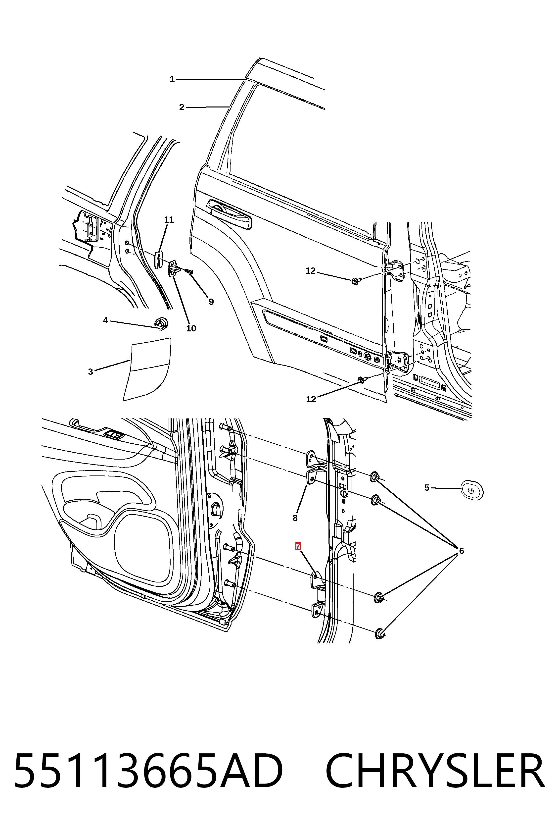 55113665AD Chrysler Петля передней двери левая