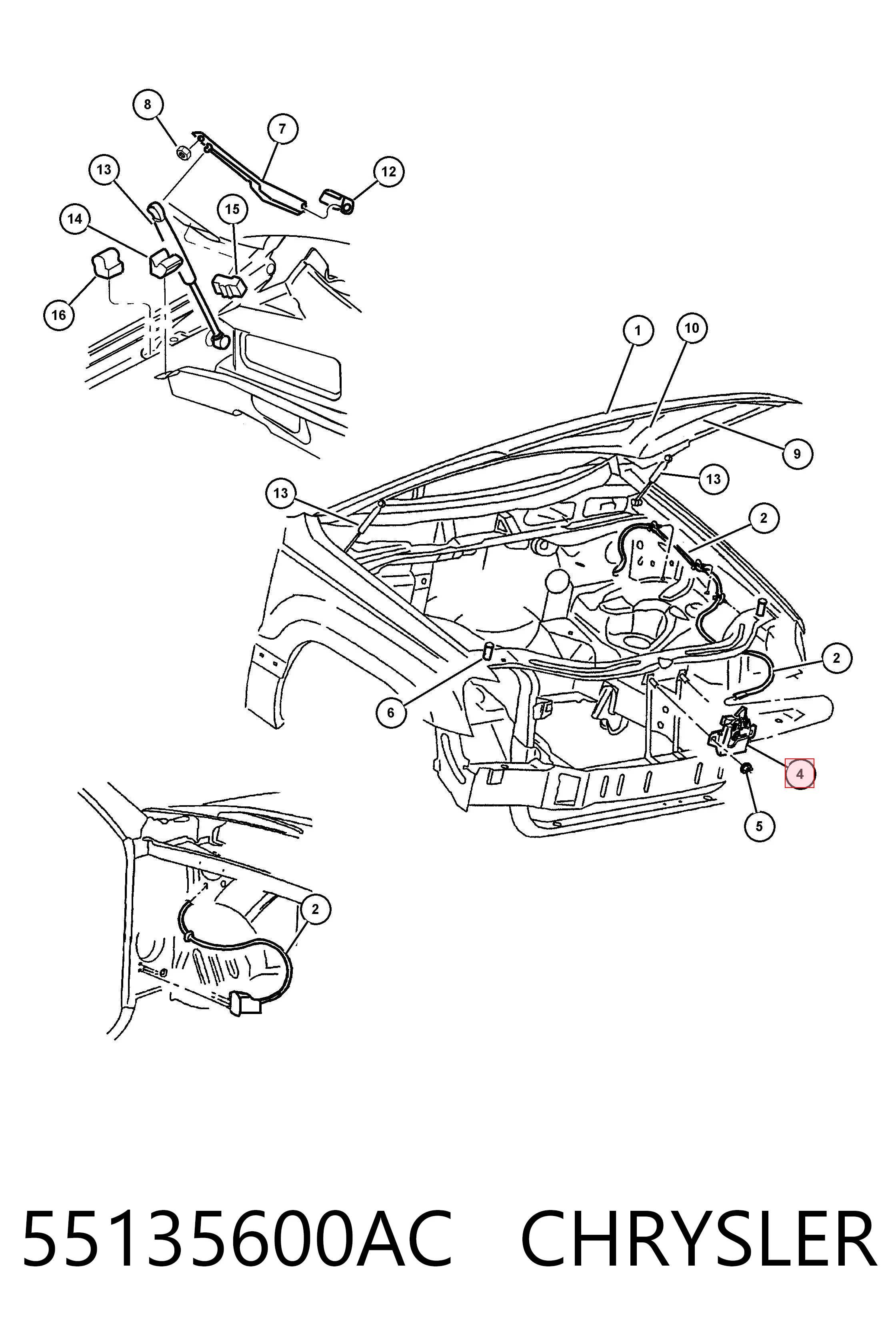 Замок капота Jeep Grand Cherokee LIMITED внедорожник (1999 - 2004) цена, от 6.41 USD