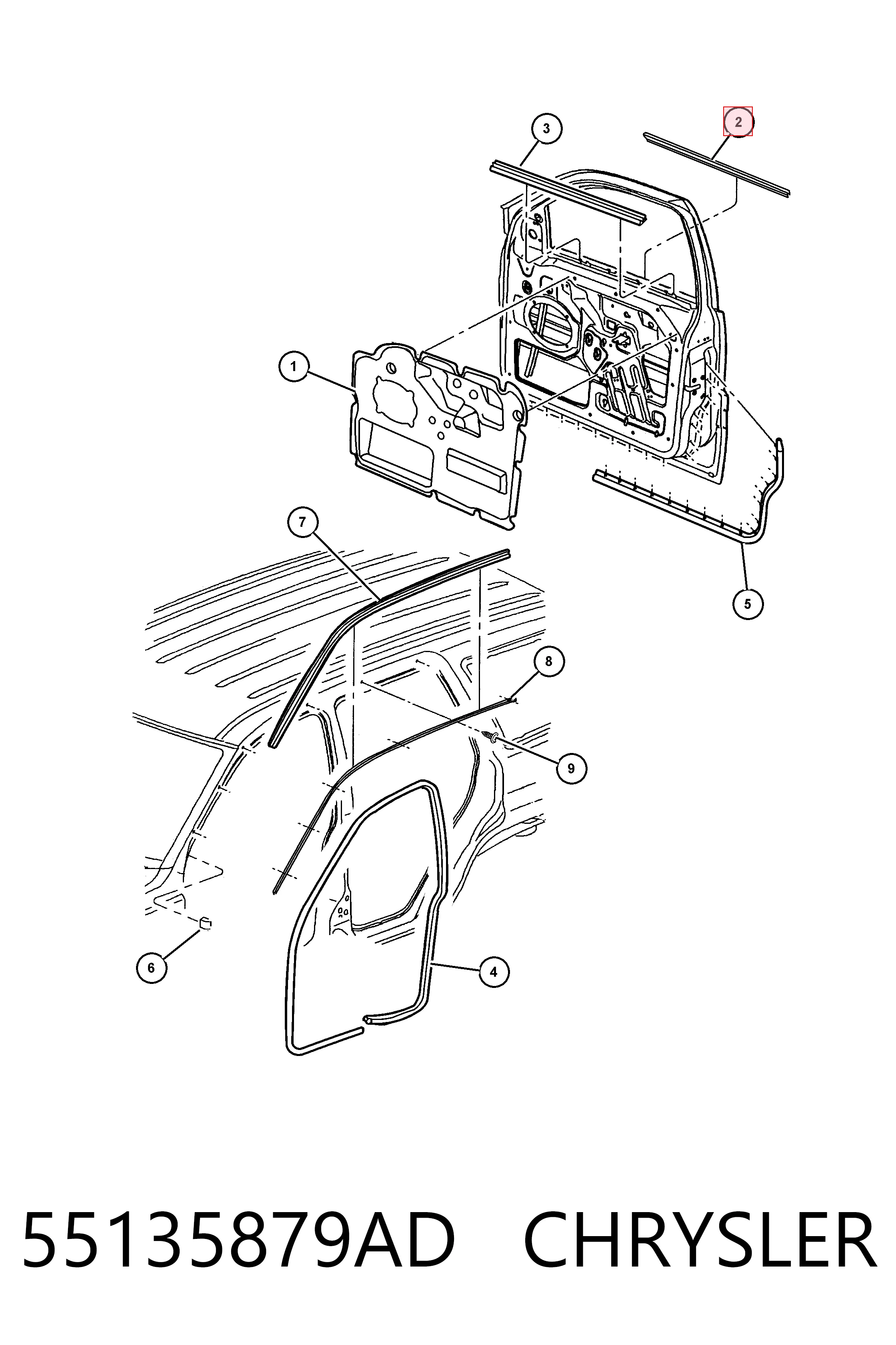 K55135879AF Fiat/Alfa/Lancia Уплотнитель стекла двери передней левой внешний