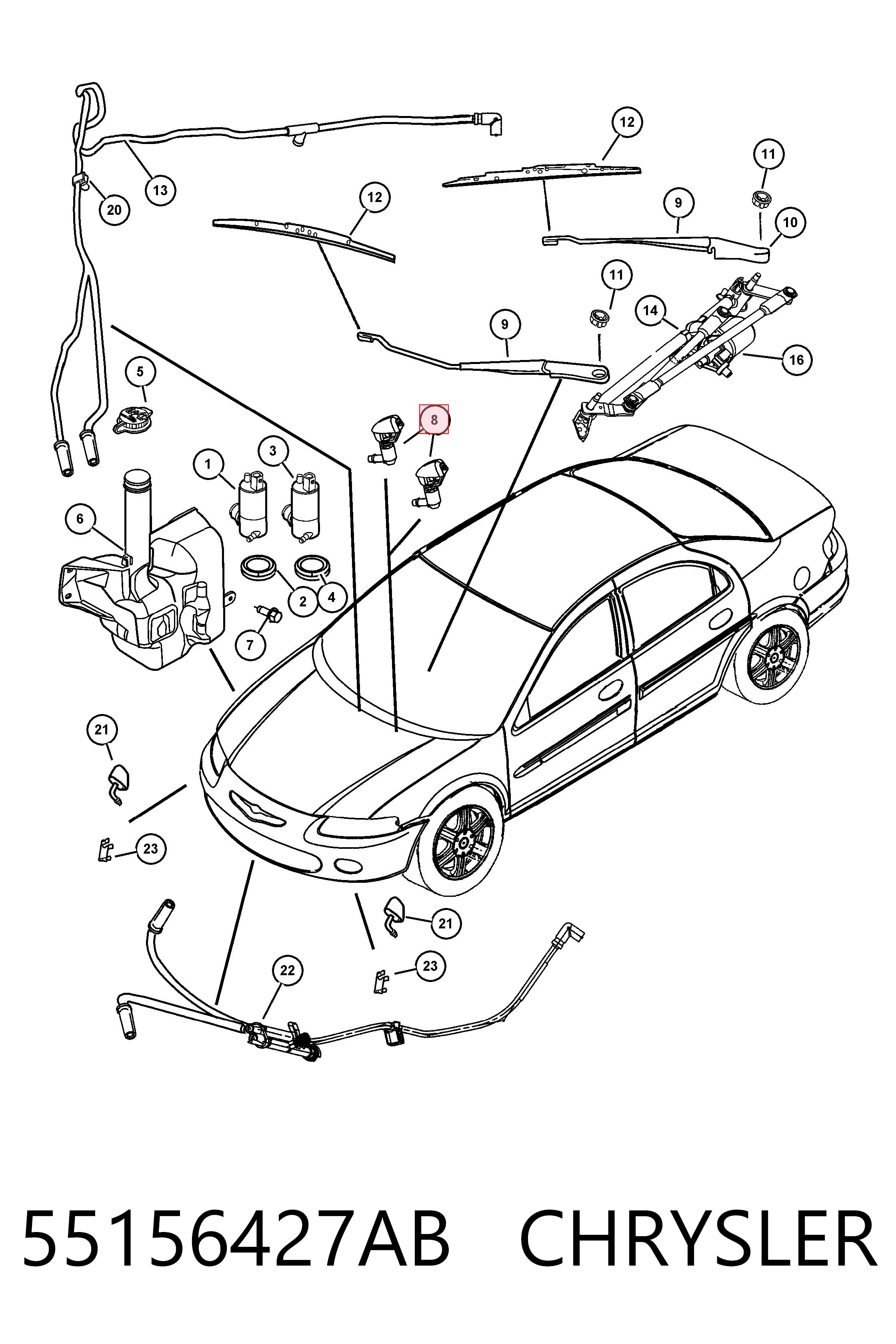 55156427AB Chrysler Веерная форсунка омывателя