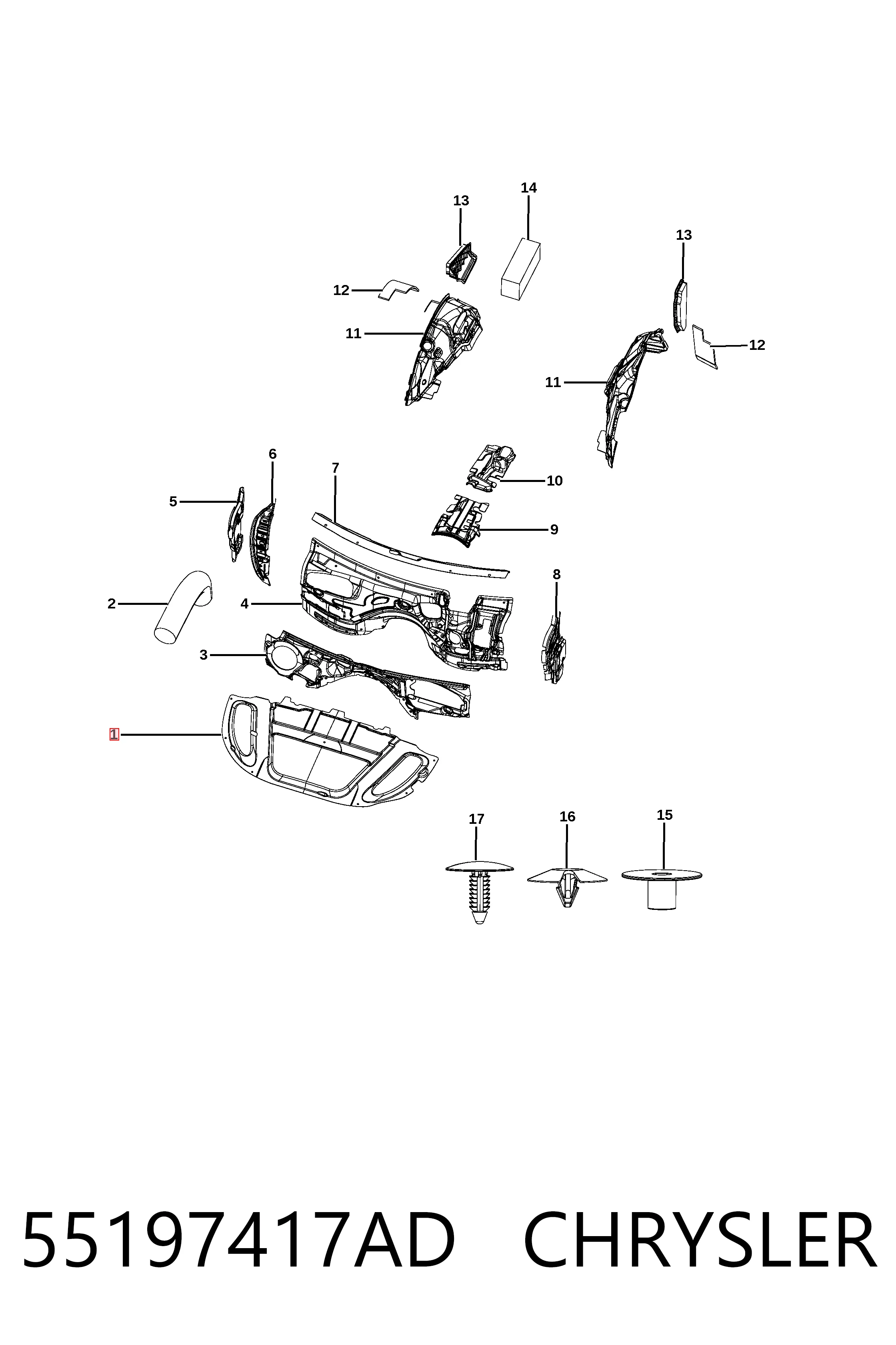 Обшивка капота Fiat/Alfa/Lancia K68265872AA цена, от 36.68 USD