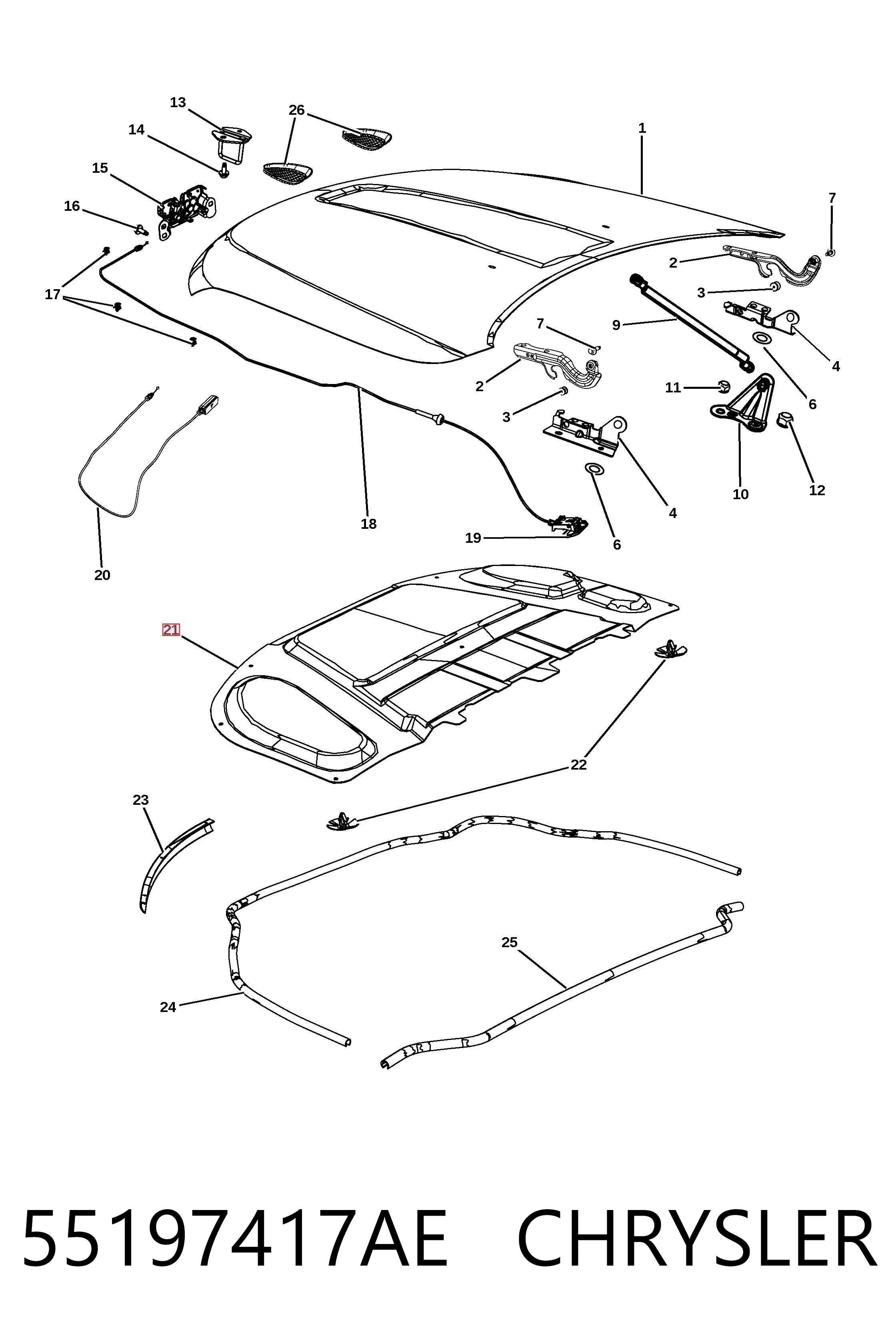 Купить K68265872AA Fiat/Alfa/Lancia Термошумоизоляция капота