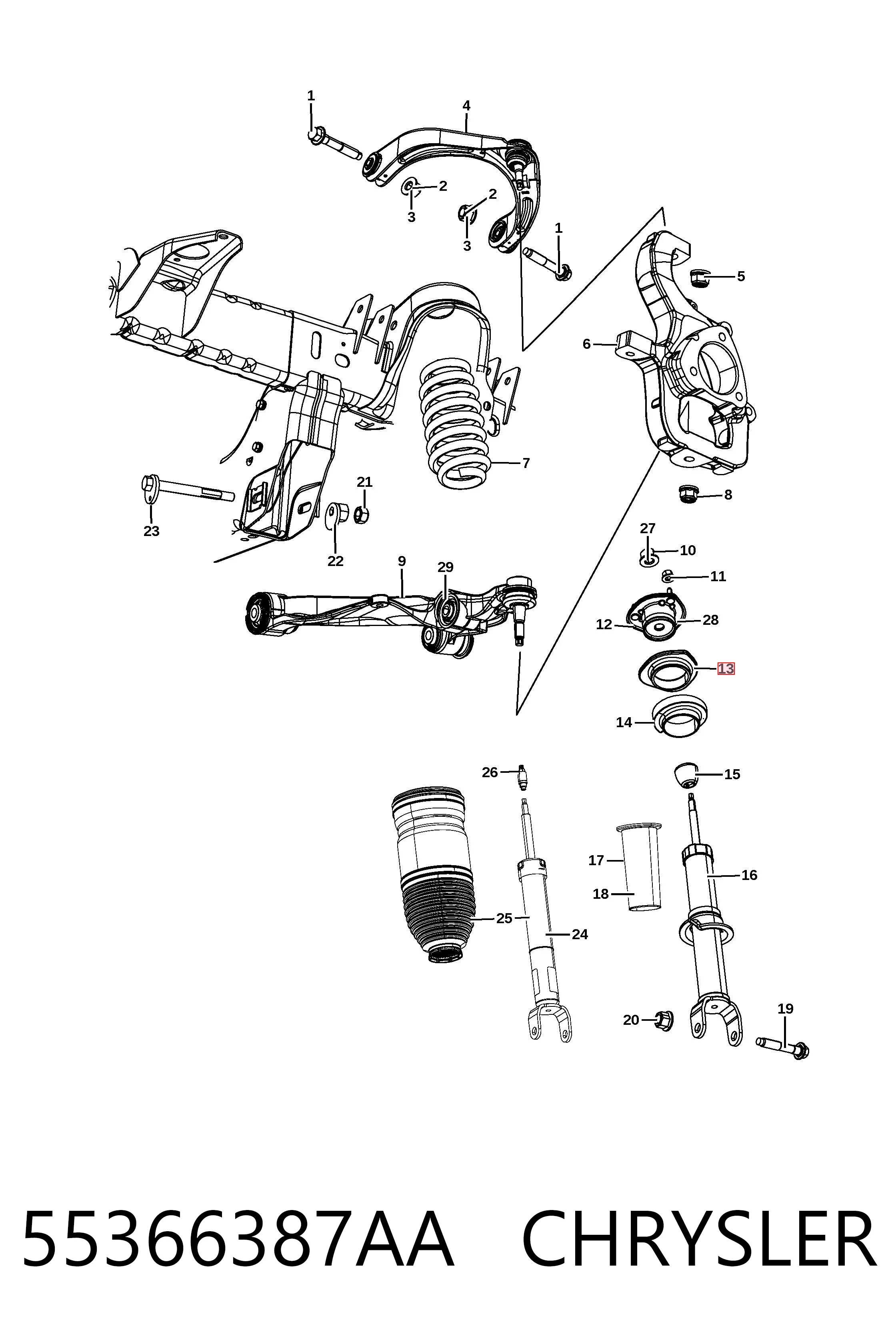 55366387AA Chrysler Подушка амортизатора переднего