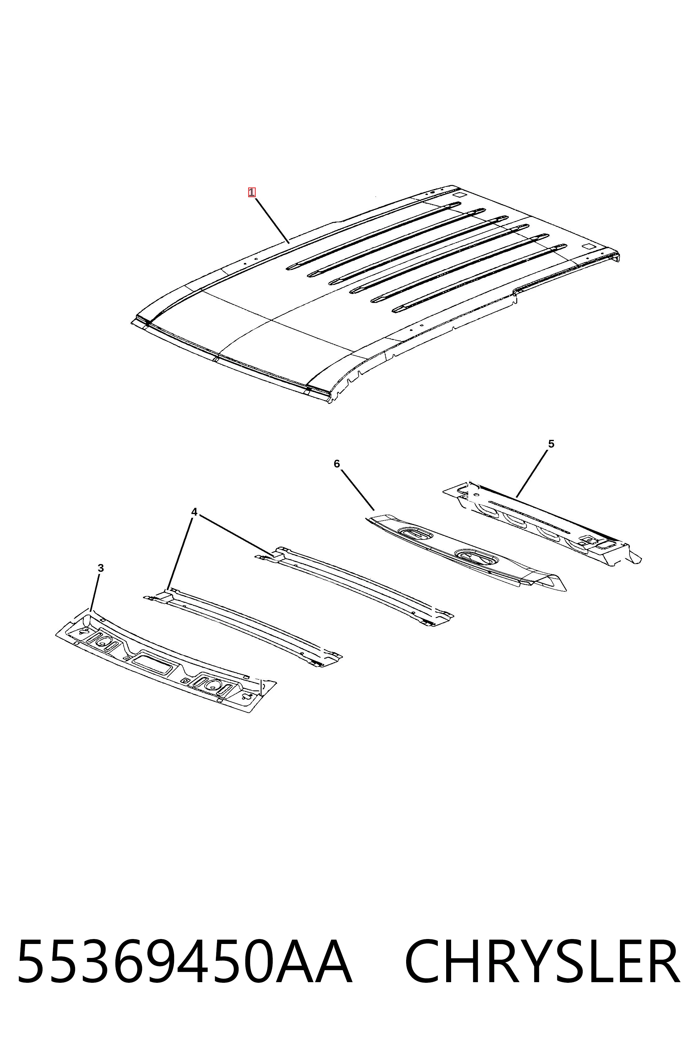 55369450AA Chrysler Крыша кабины в сборе