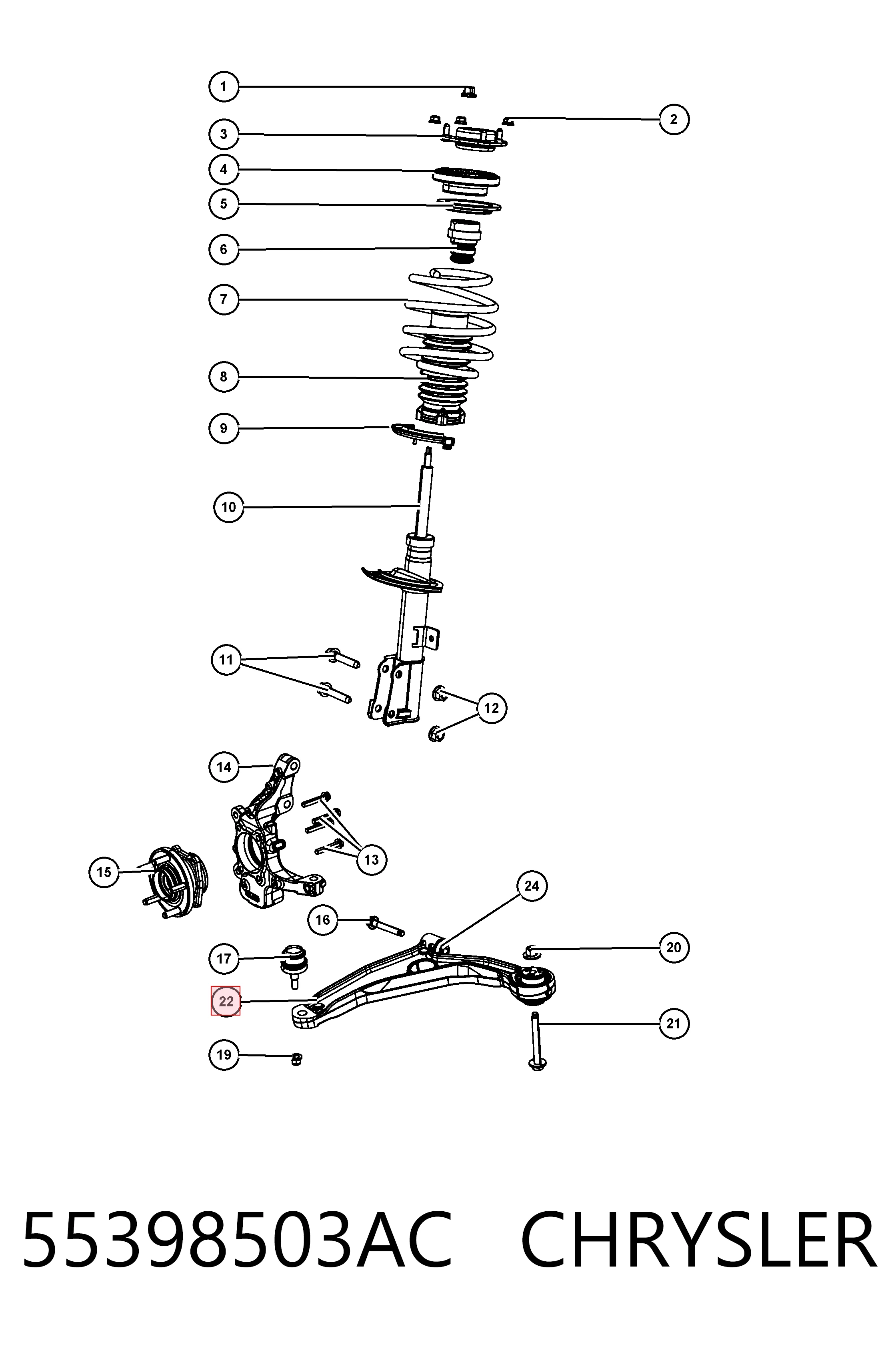 Рычаг передний нижний левый Fiat/Alfa/Lancia K55398503AA