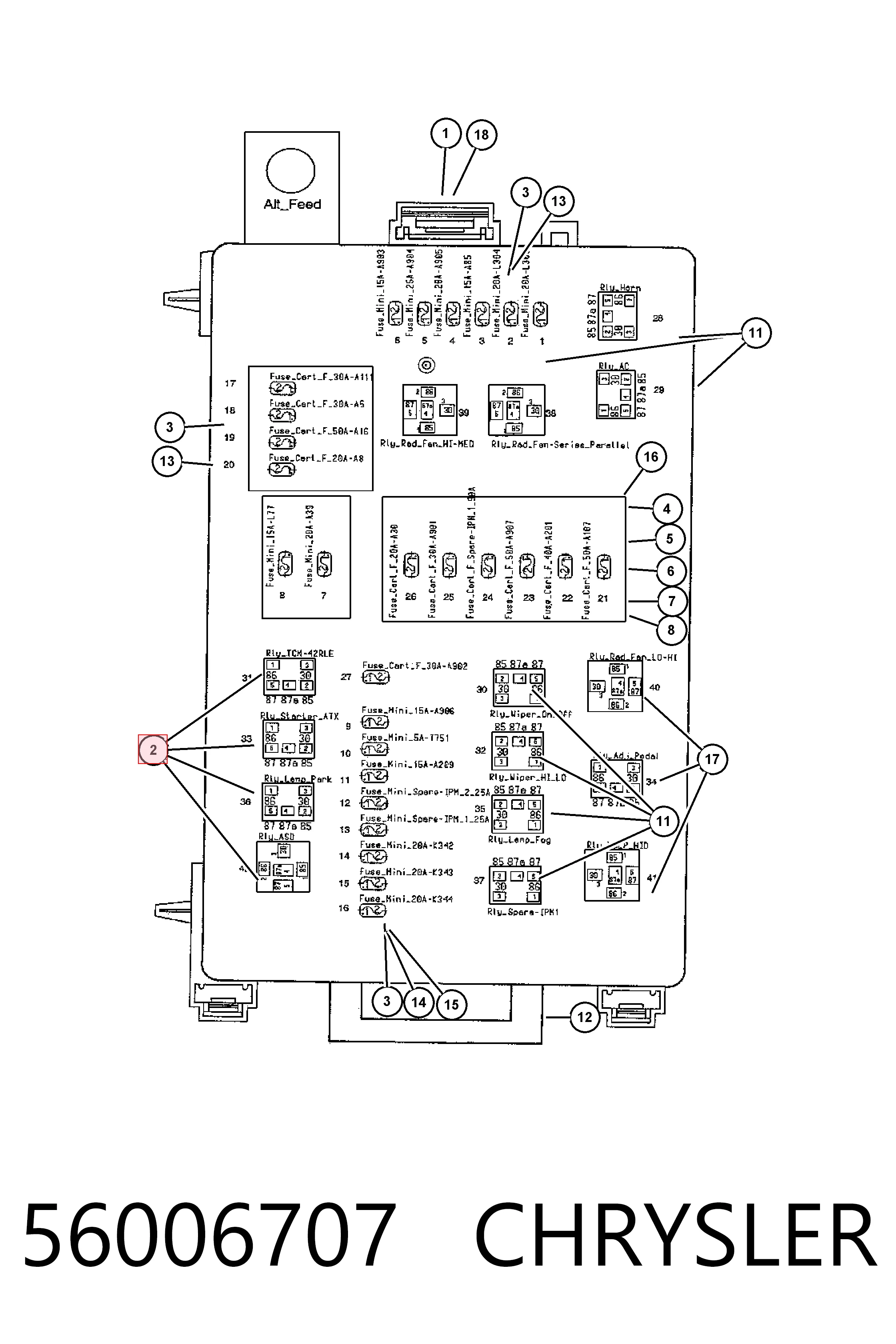 56006707 Chrysler Реле фар передних