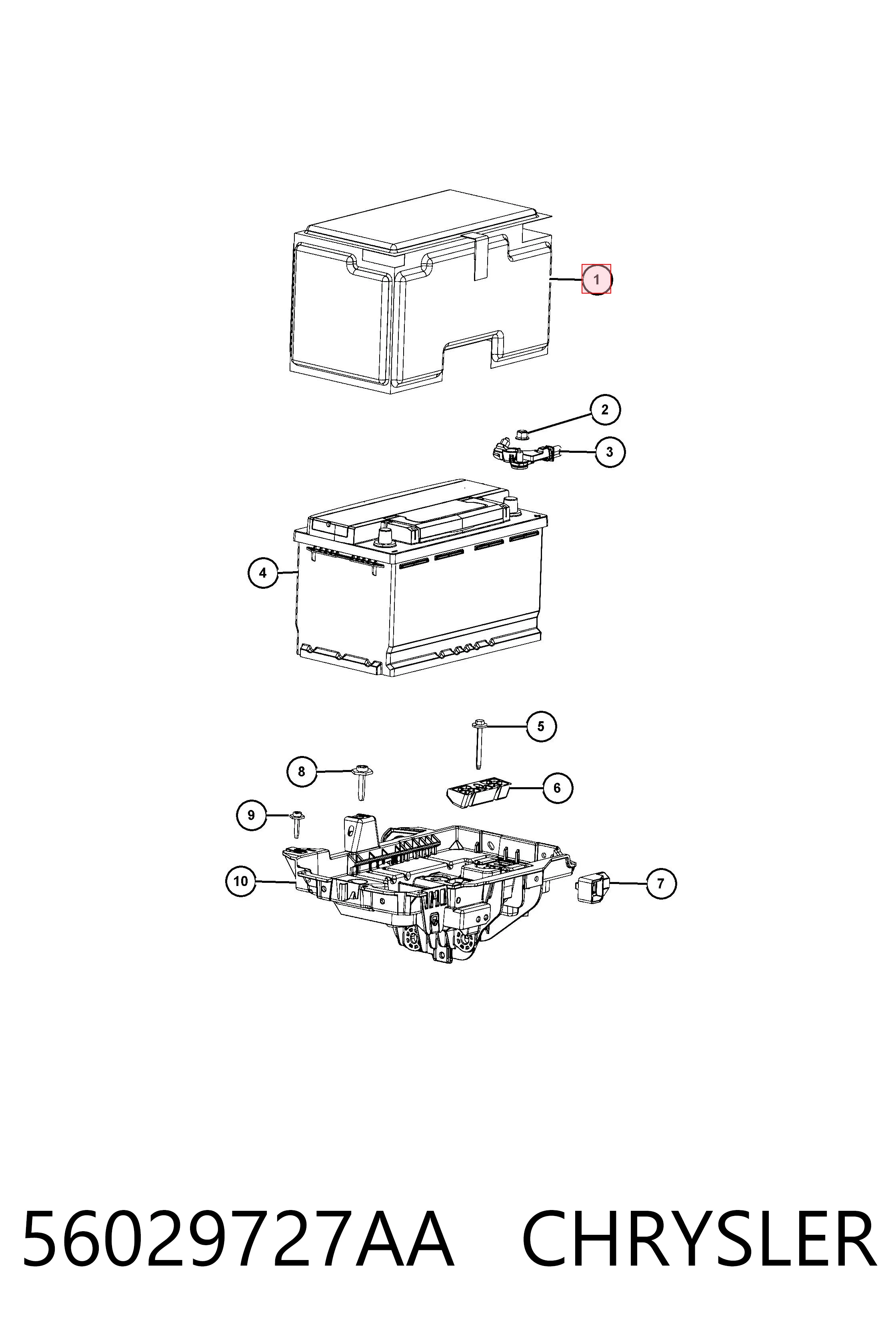 K56029727AA Fiat/Alfa/Lancia Крышка ящика аккумулятора