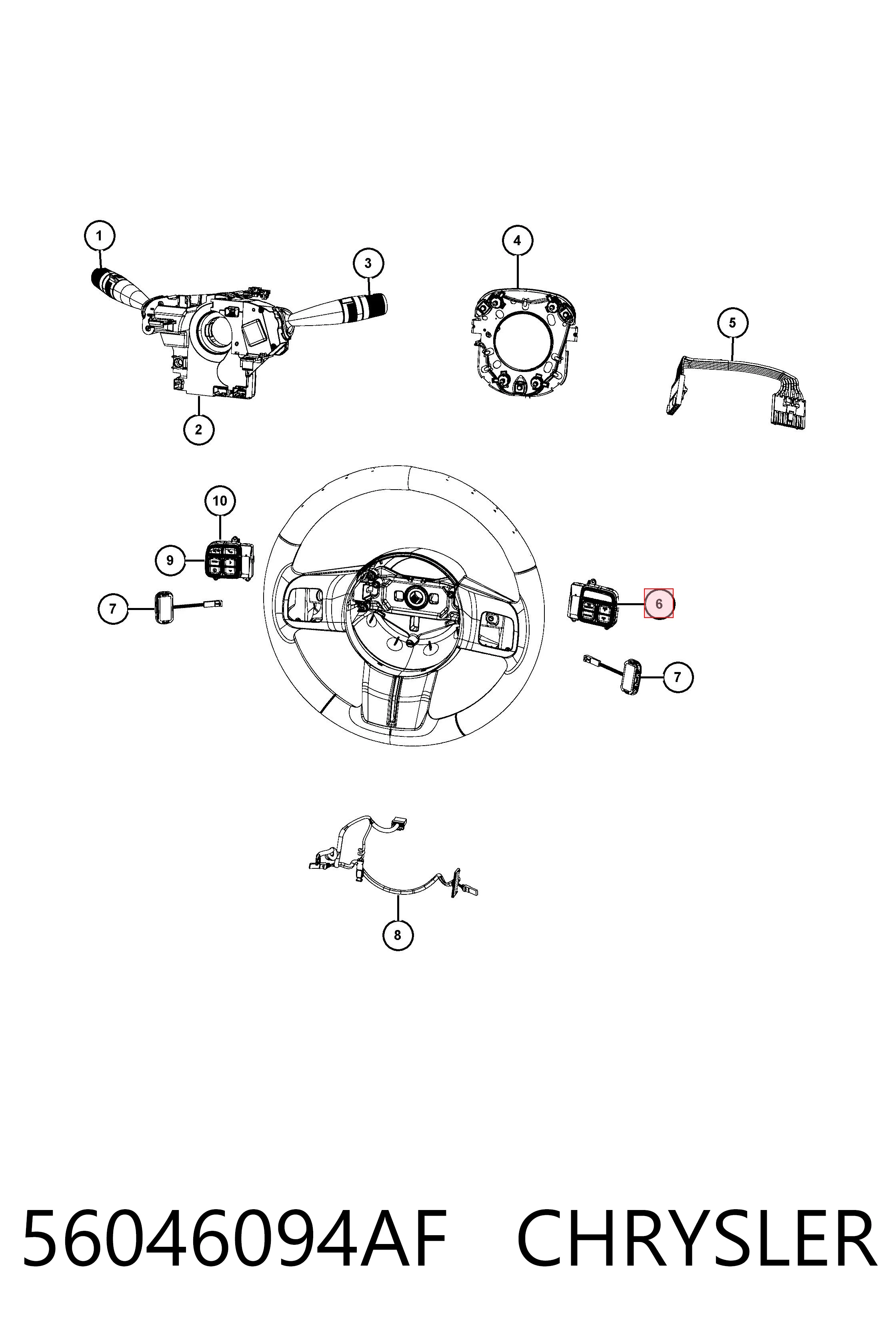 56046094AF Chrysler Блок кнопочных переключателей рулевого колеса