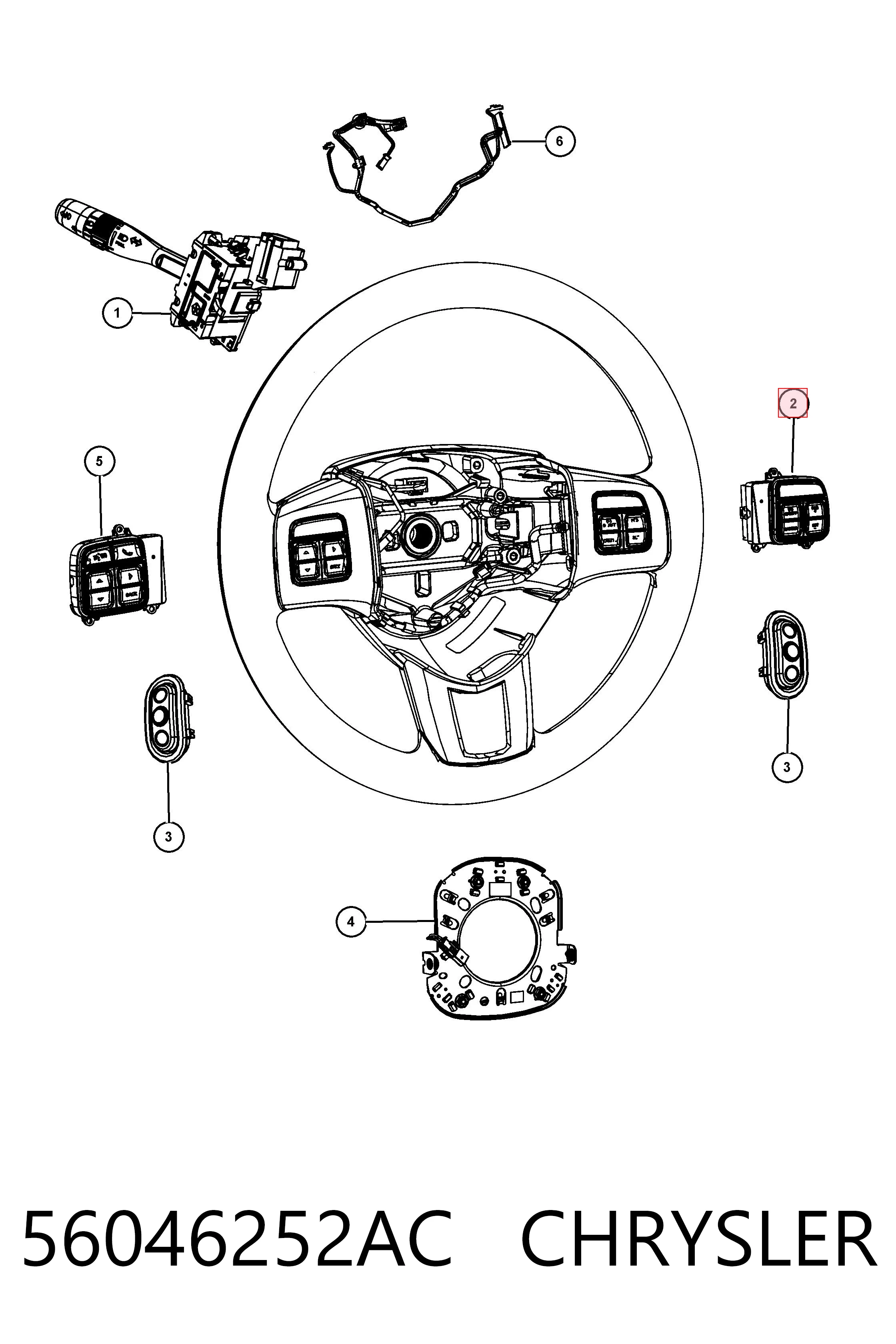 56046252AC Chrysler Блок кнопочных переключателей рулевого колеса