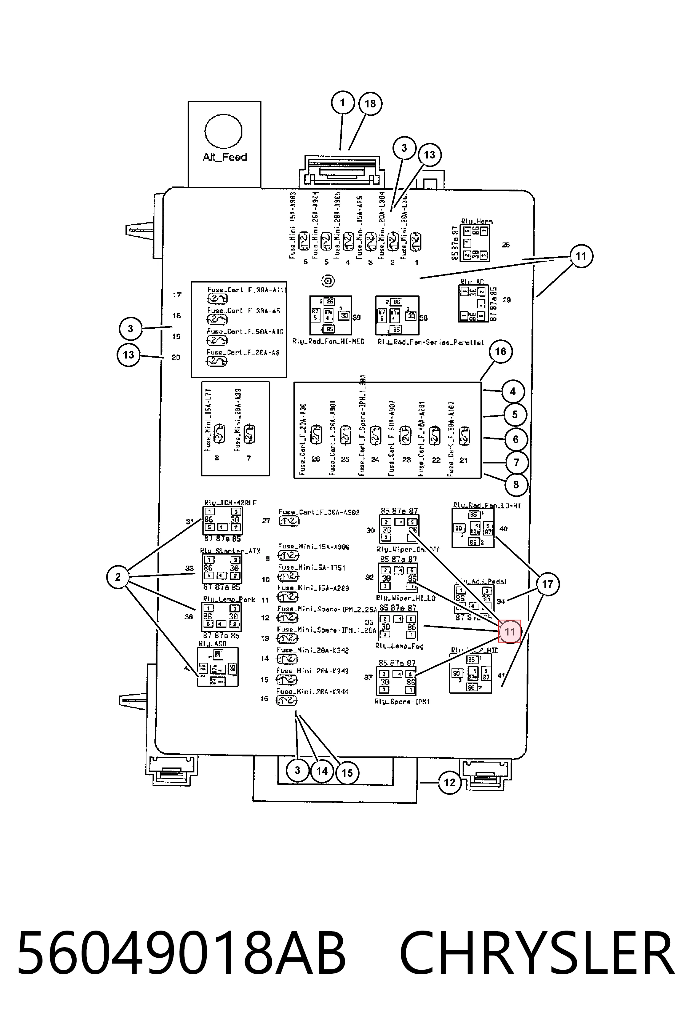 56049018AB Chrysler Реле электрическое многофункциональное