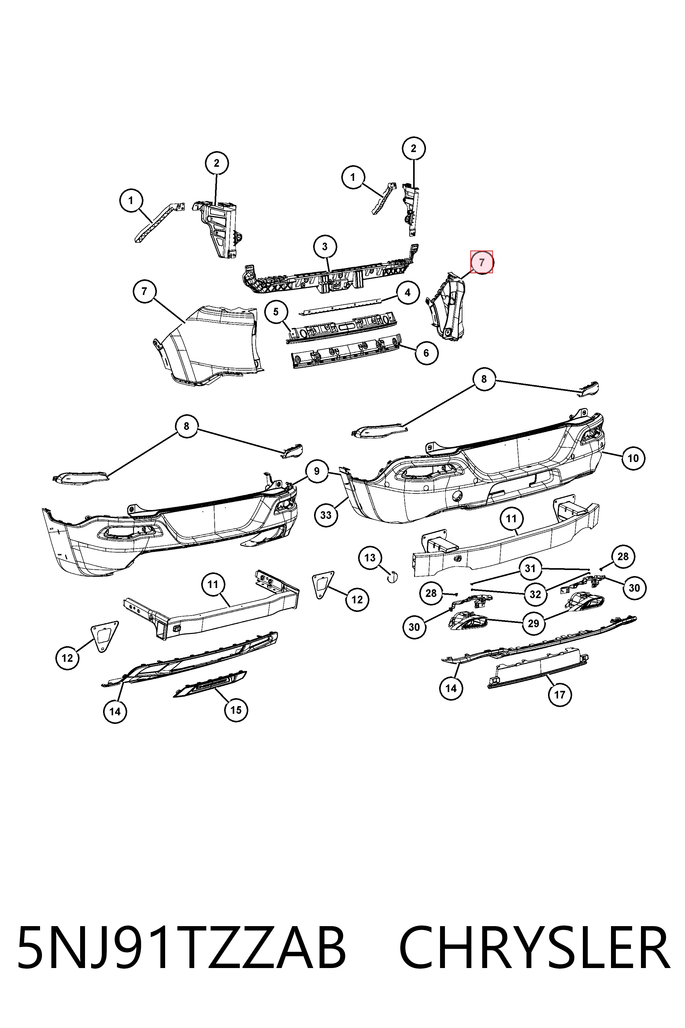 K5NJ91TZZAC Fiat/Alfa/Lancia Клык заднего бампера левый