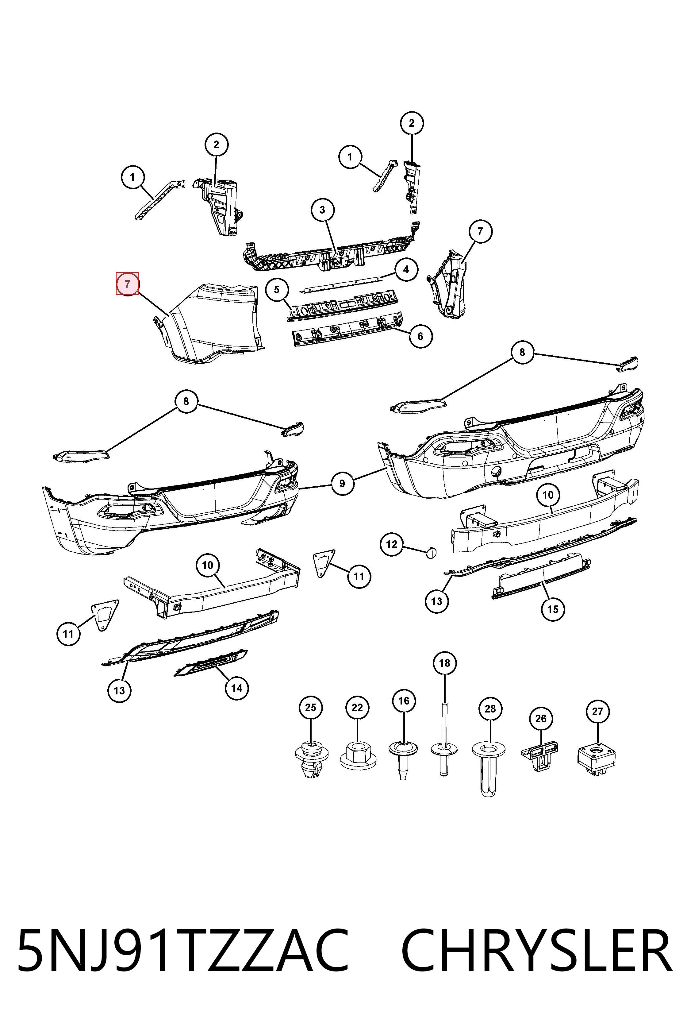Угол бампера заднего левый Fiat/Alfa/Lancia K5NJ91TZZAC цена, от 20.27 USD