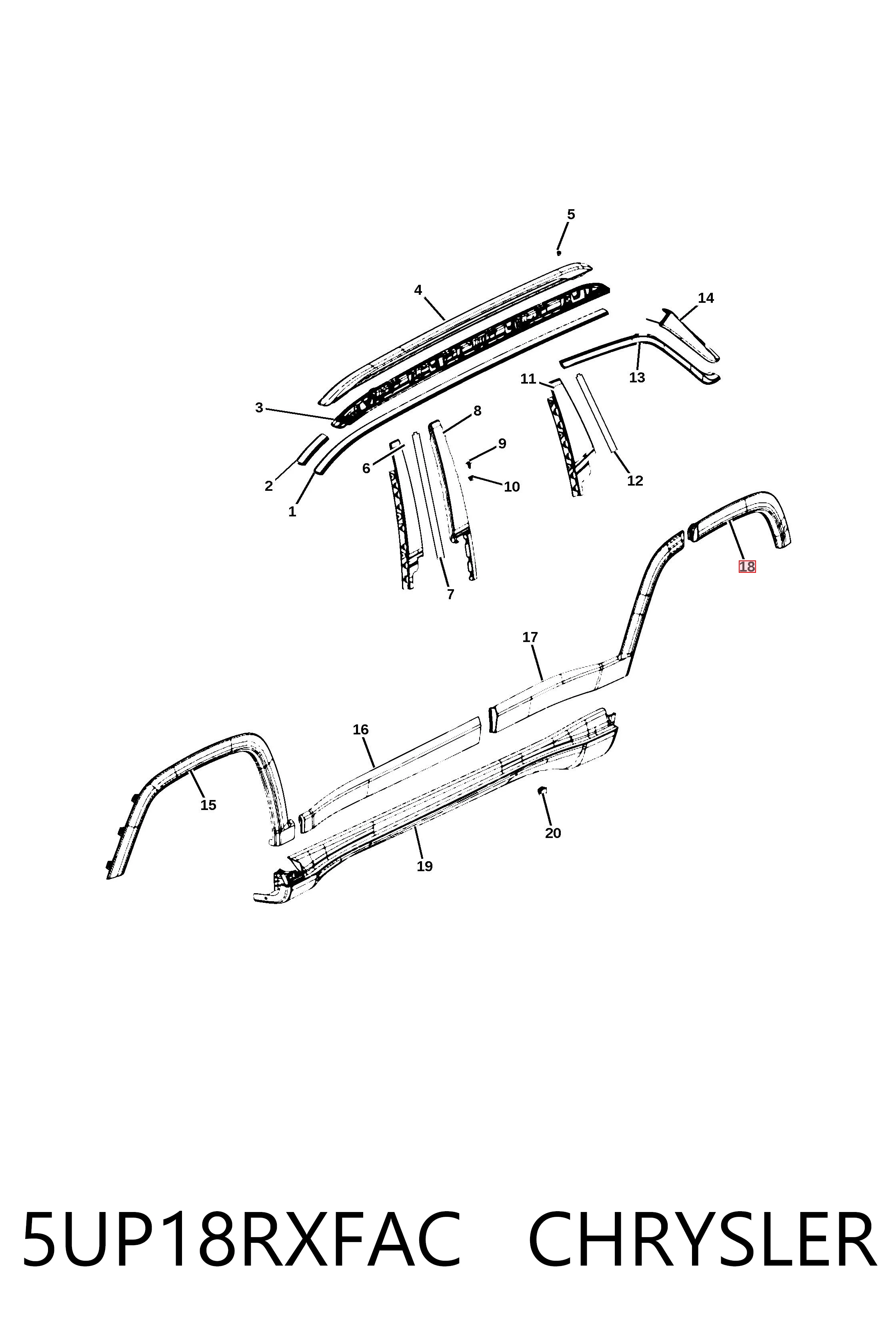 K5UP18RXFAC Fiat/Alfa/Lancia Молдинг задней арки крыла, правый