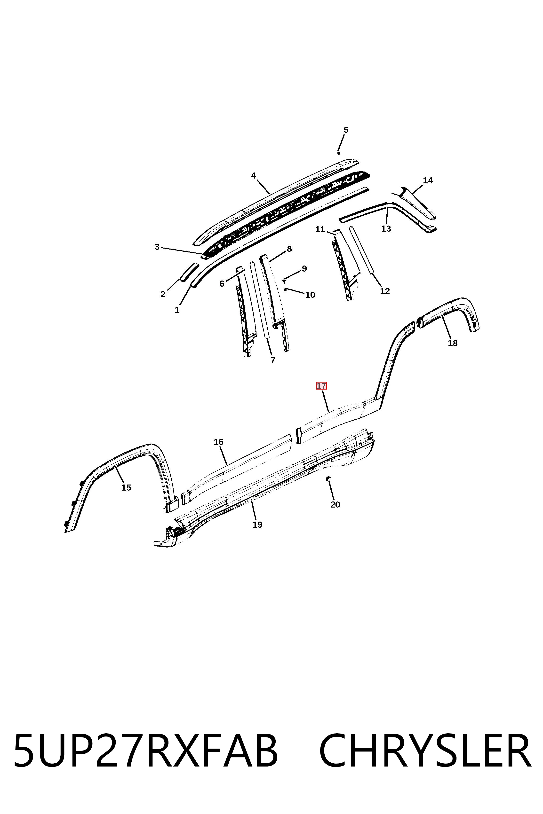JPC745257AL Rhino Молдинг задней левой двери
