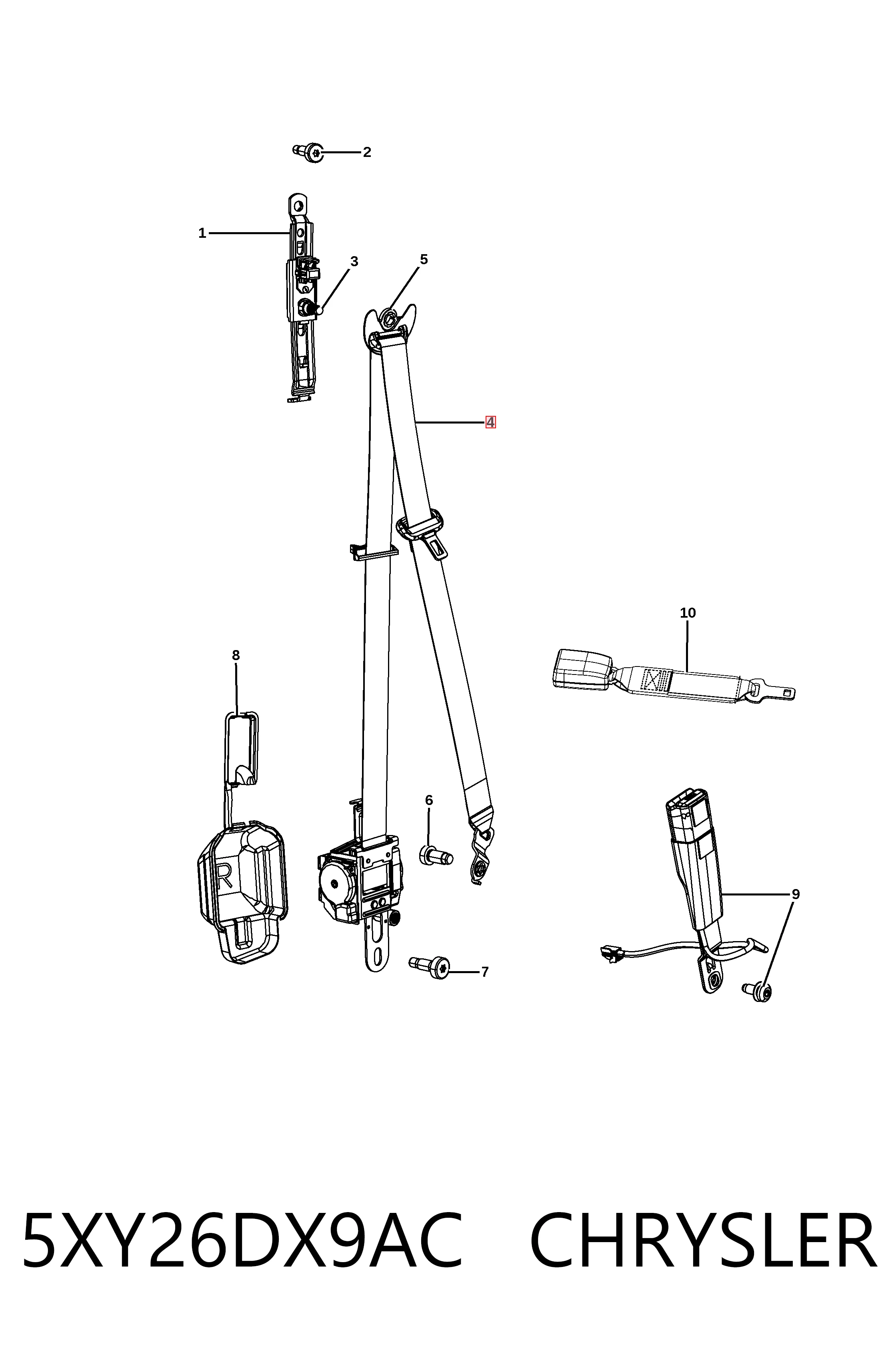 Ремень безопасности K1VL06DX9AE Fiat/Alfa/Lancia