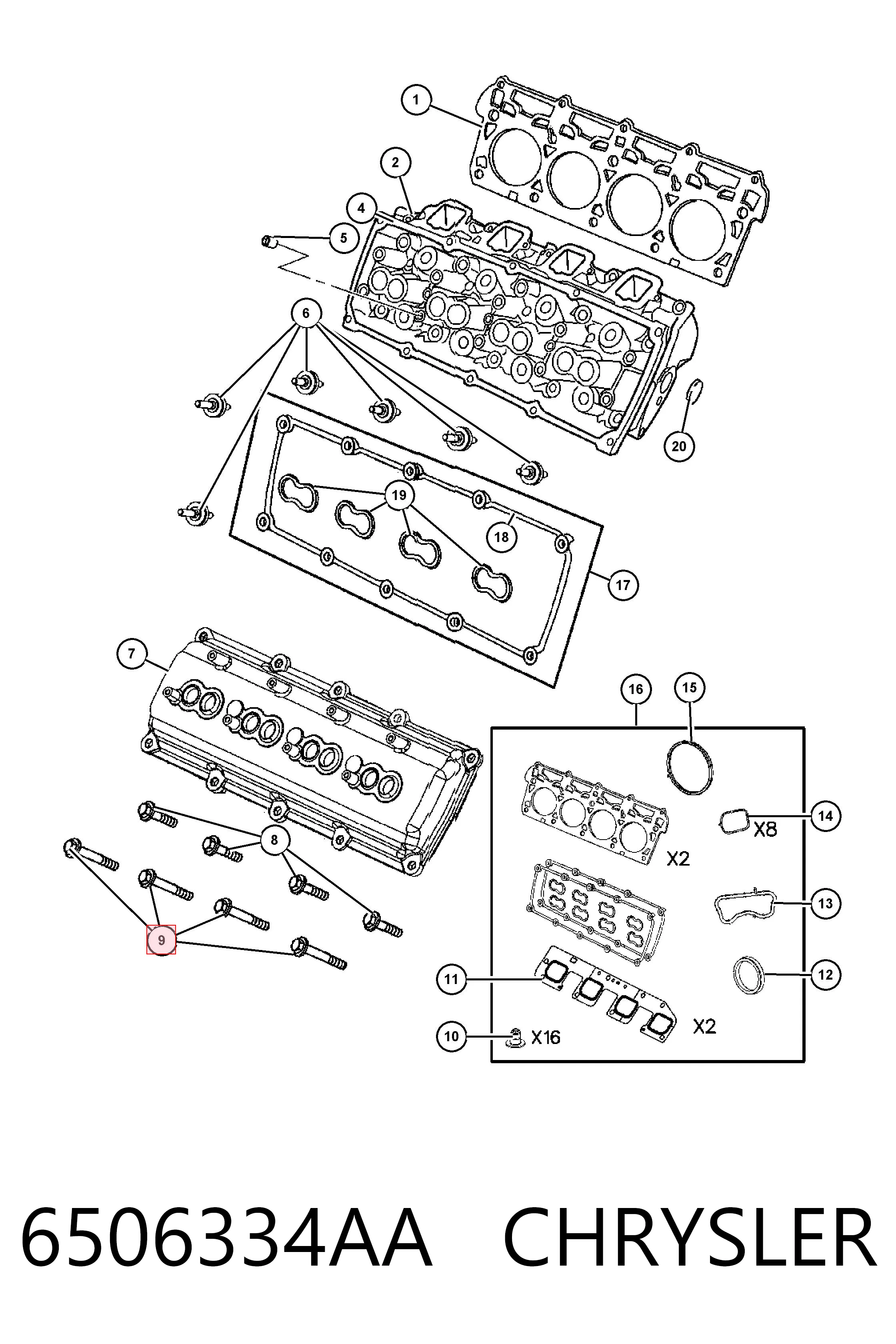 6506334AA Chrysler Болт крепления головки блока цилиндров