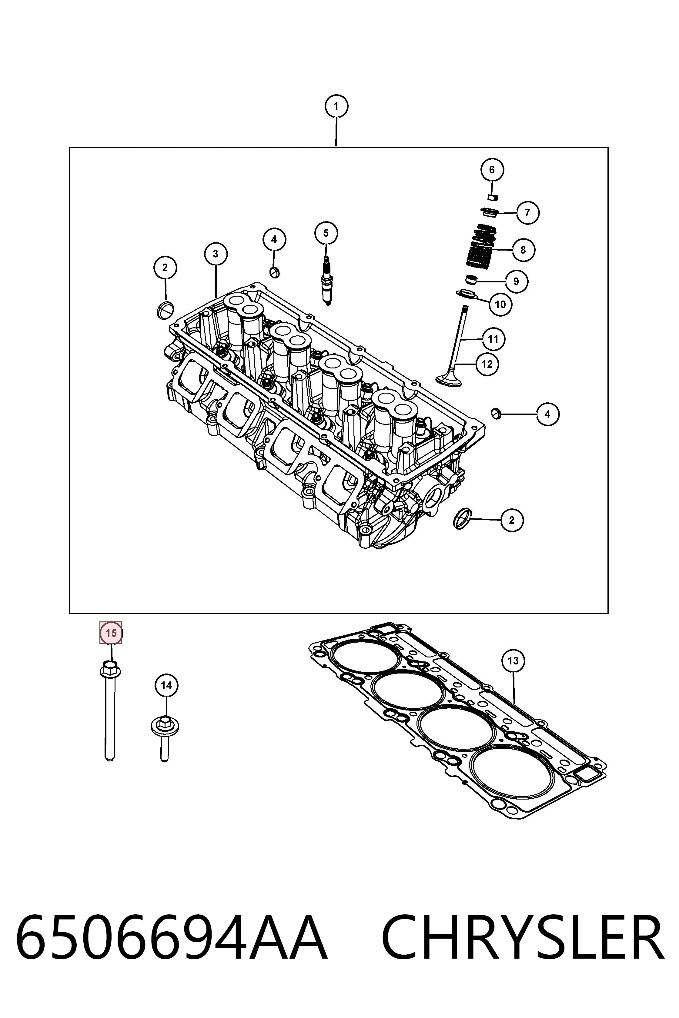 6506694AA Chrysler Болт крепления головки блока цилиндров