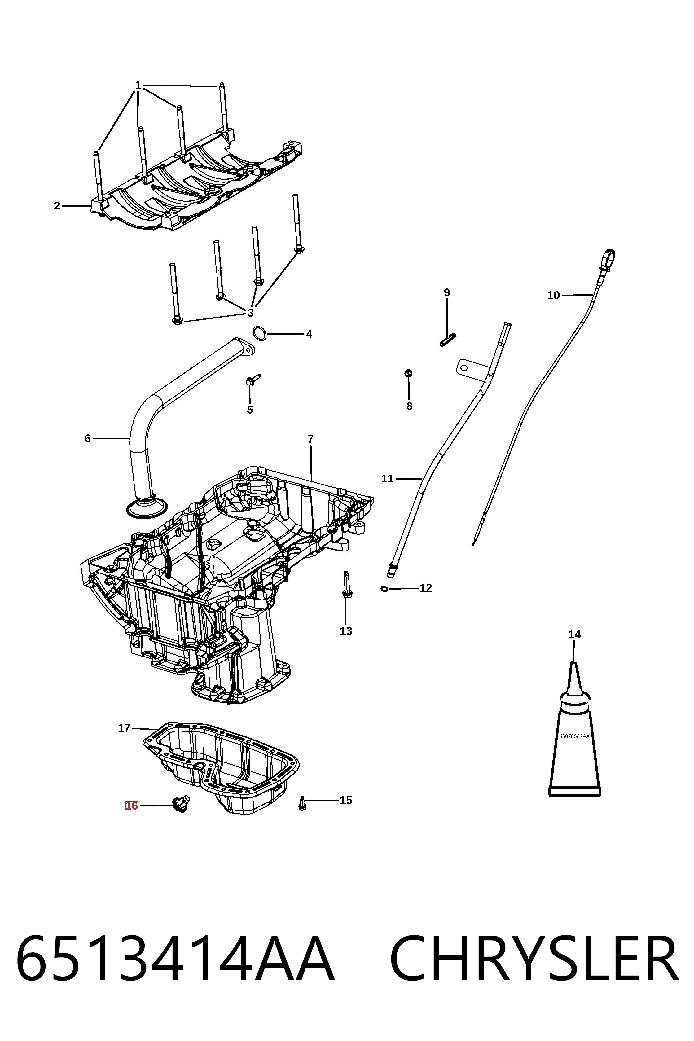 6513414AA Chrysler Пробка поддона двигателя