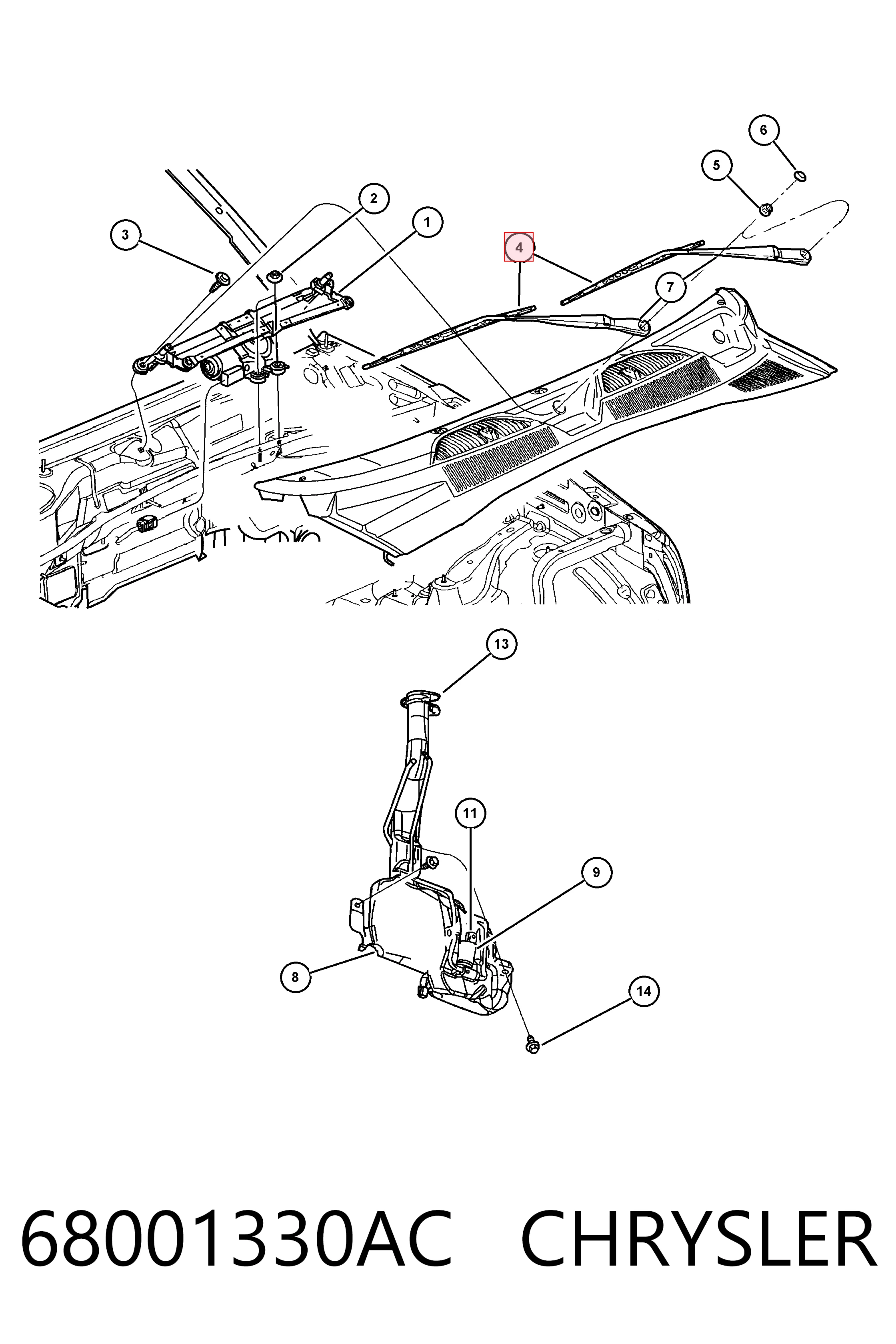 68001330AC Chrysler Щетки лобового стекла