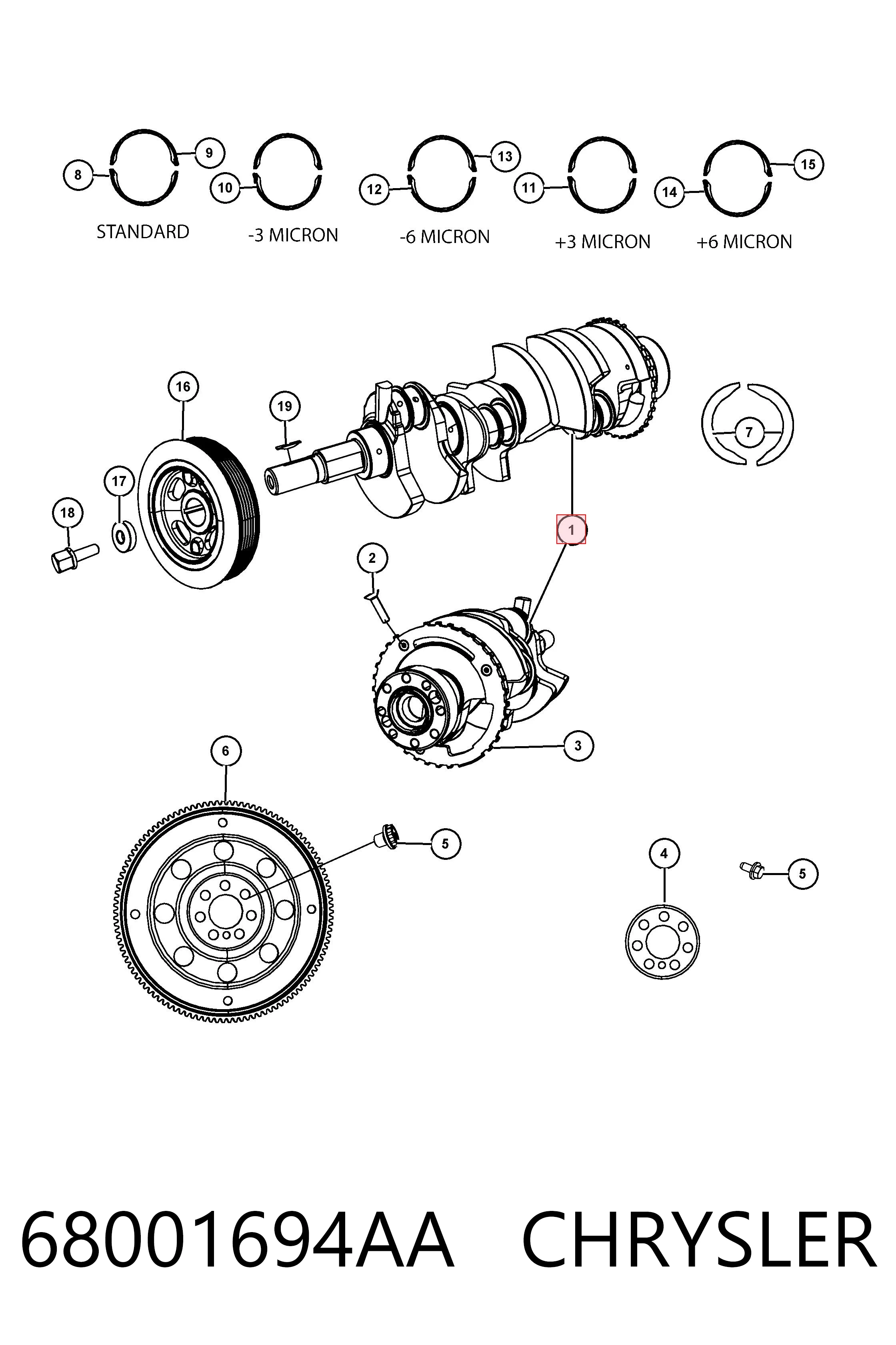 Вал коленчатый и маховик Fiat/Alfa/Lancia K04884563AC цена, от 62.29 USD