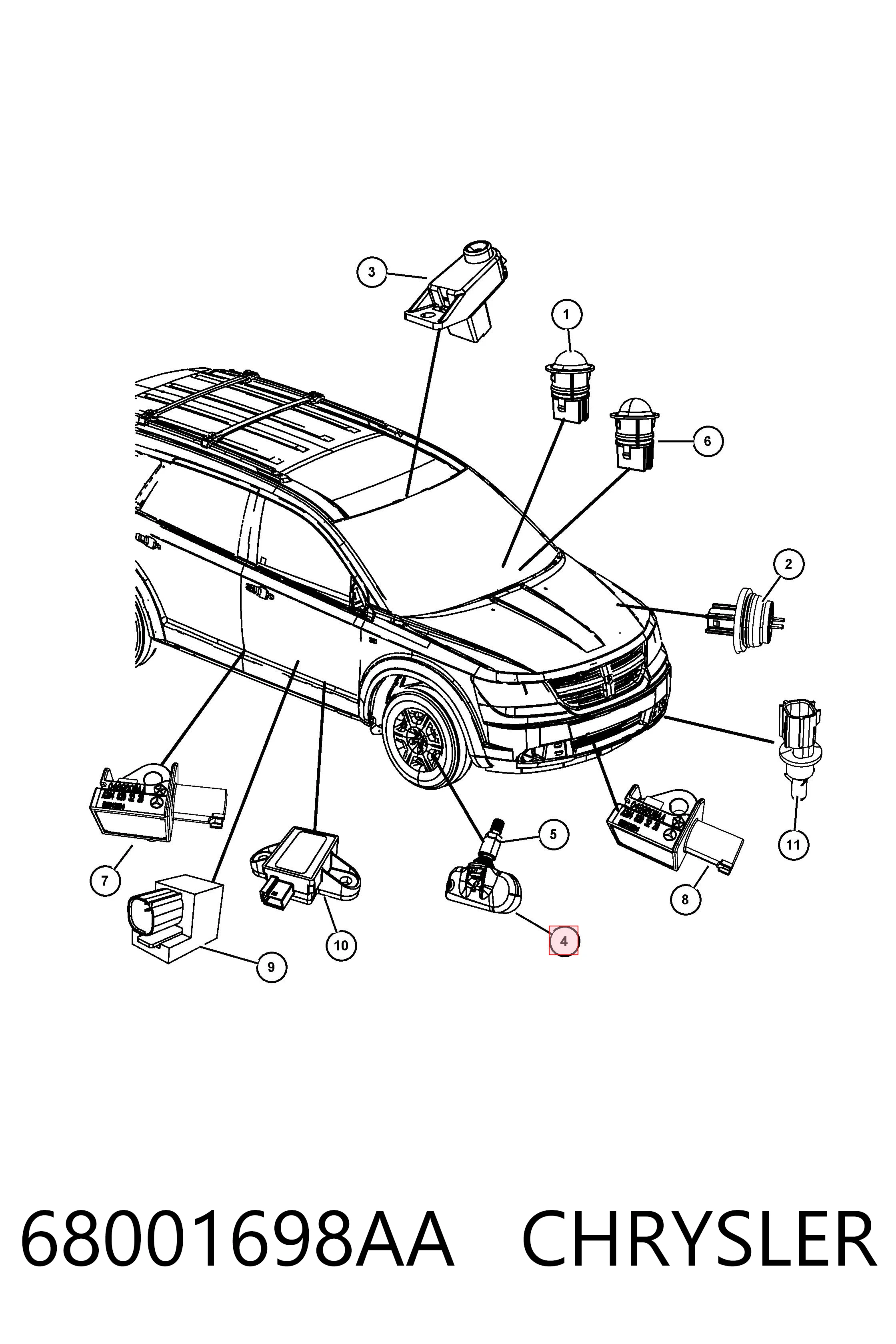 Купить K68001698AC Fiat/Alfa/Lancia Датчик контроля давления в шинах