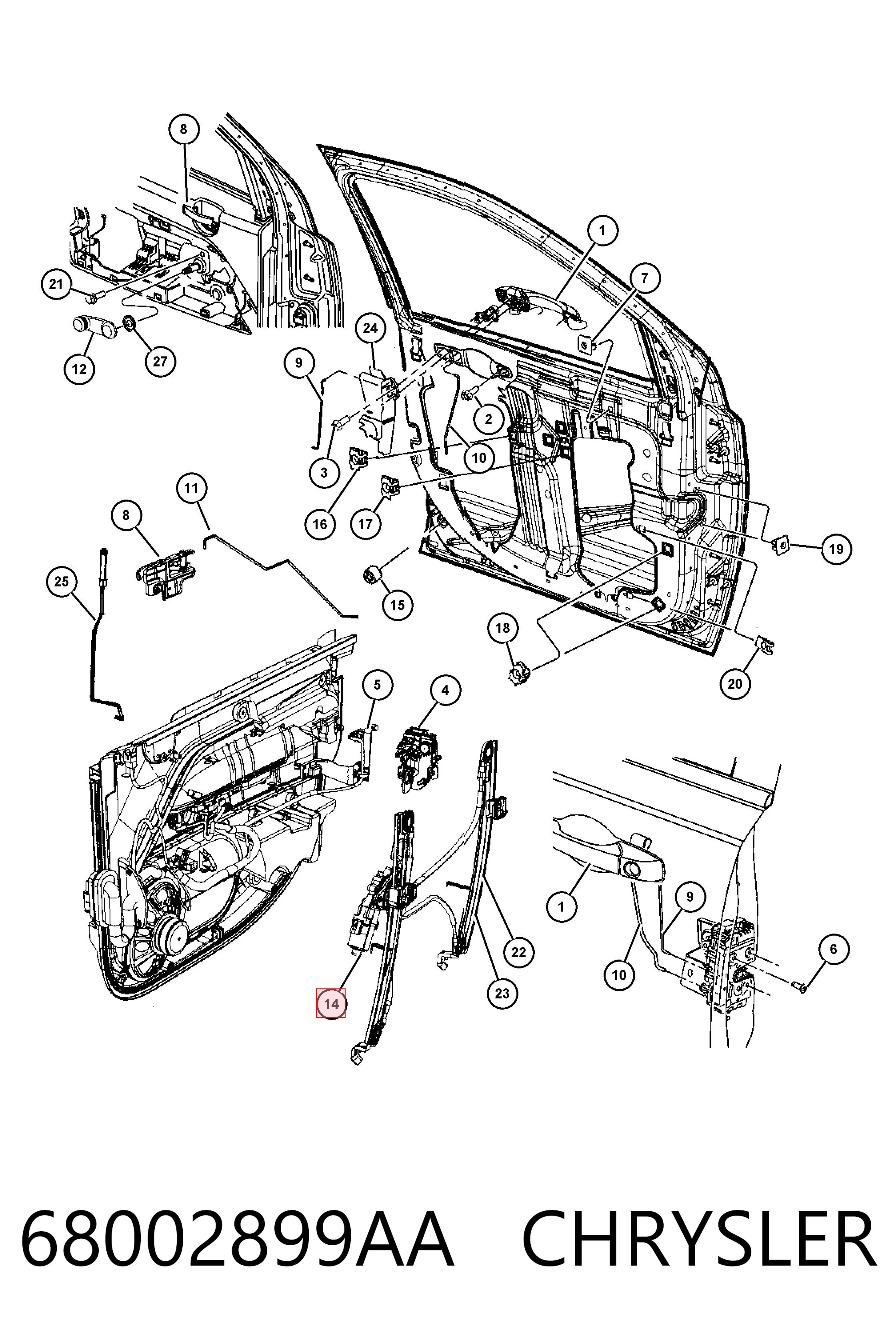 68002899AA Chrysler Мотор стеклоподъемника двери передней, левой