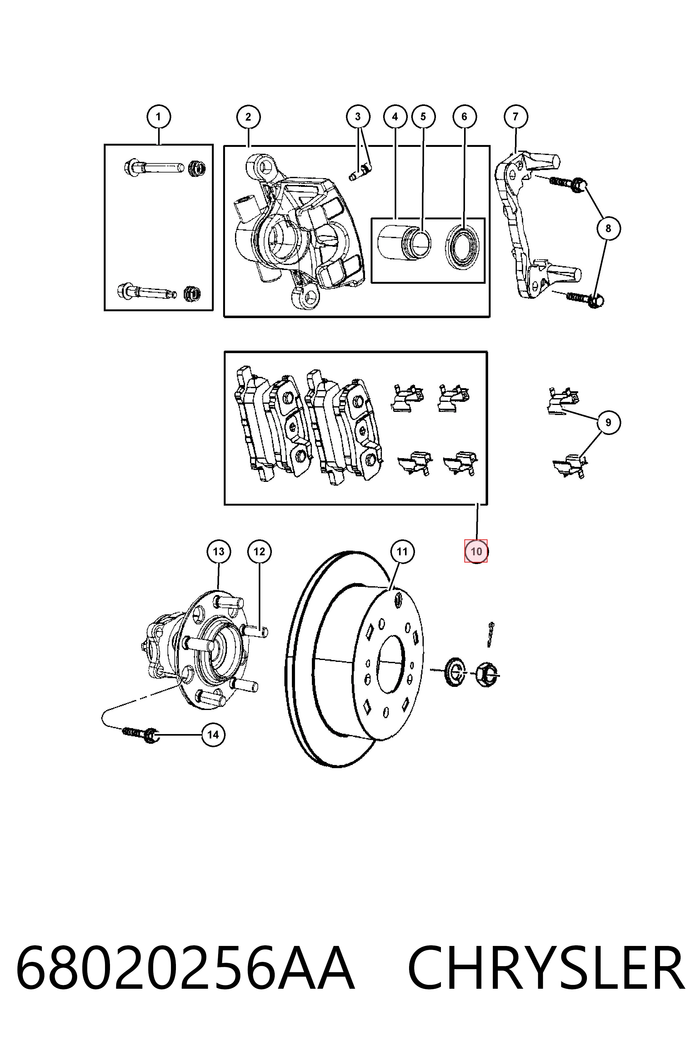 68020256AA Chrysler Колодки тормозные дисковые комплект
