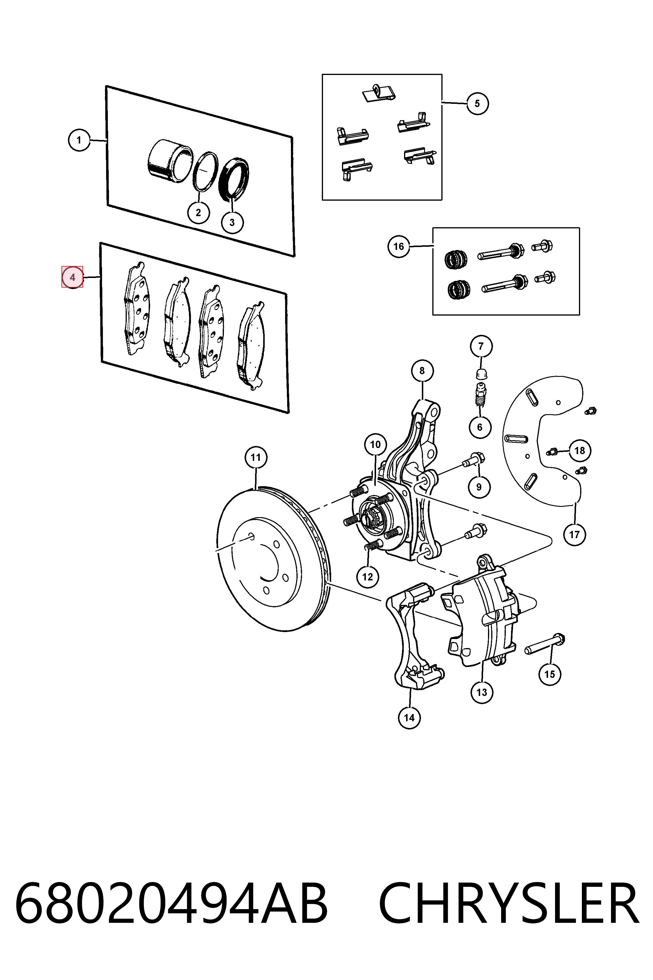 68020494AB Chrysler Колодки передние