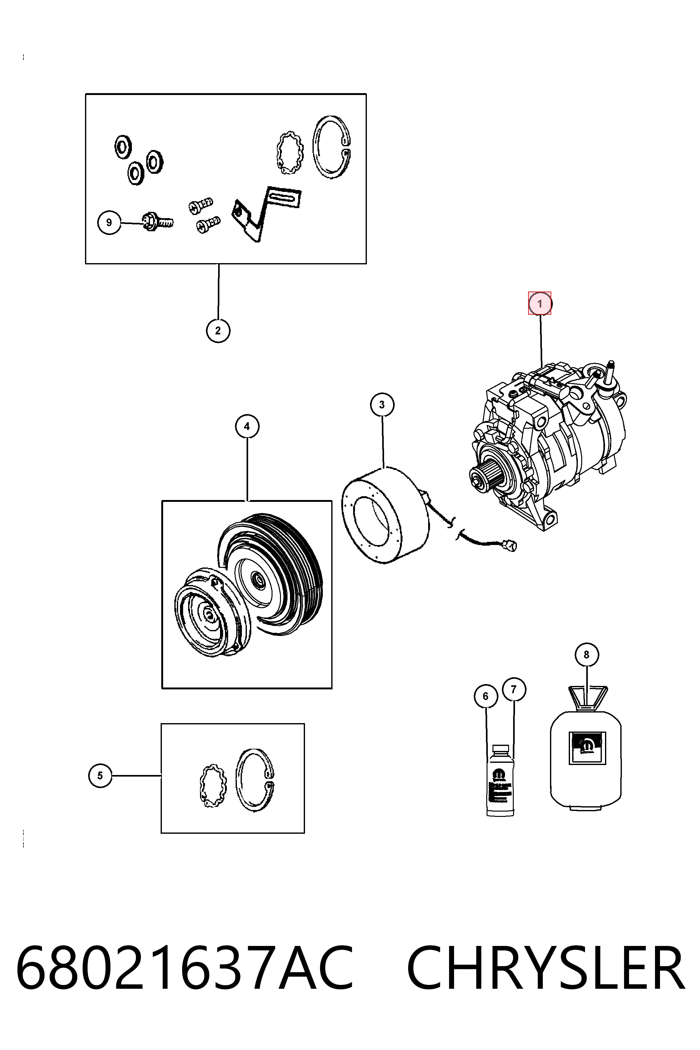 68021637AC Chrysler Компрессор хладагента